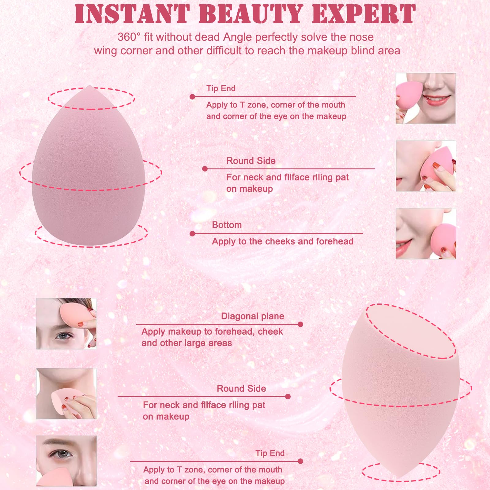 6+6 Professional Makeup Sponge Set,2.76 Inch Portable Soft Sponge Setting Face Puffs,Multicolor Makeup Blending Sponge Cosmetic