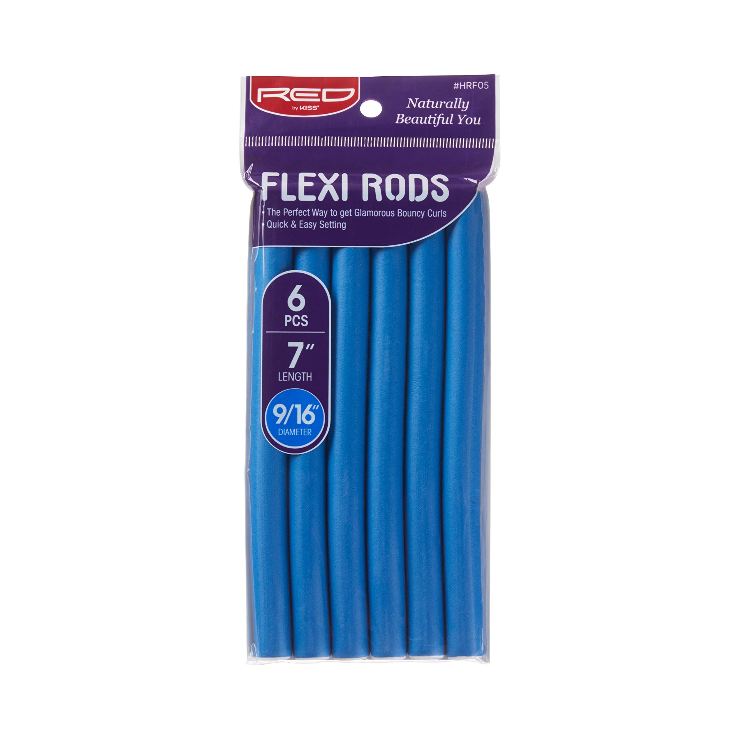 Red by Kiss Flexi Rods - Heatless Hair Curler for 90S Glamorous Bouncy Curls Beach Waves, No Slips, Sleep Styler (7'' Length, 9/