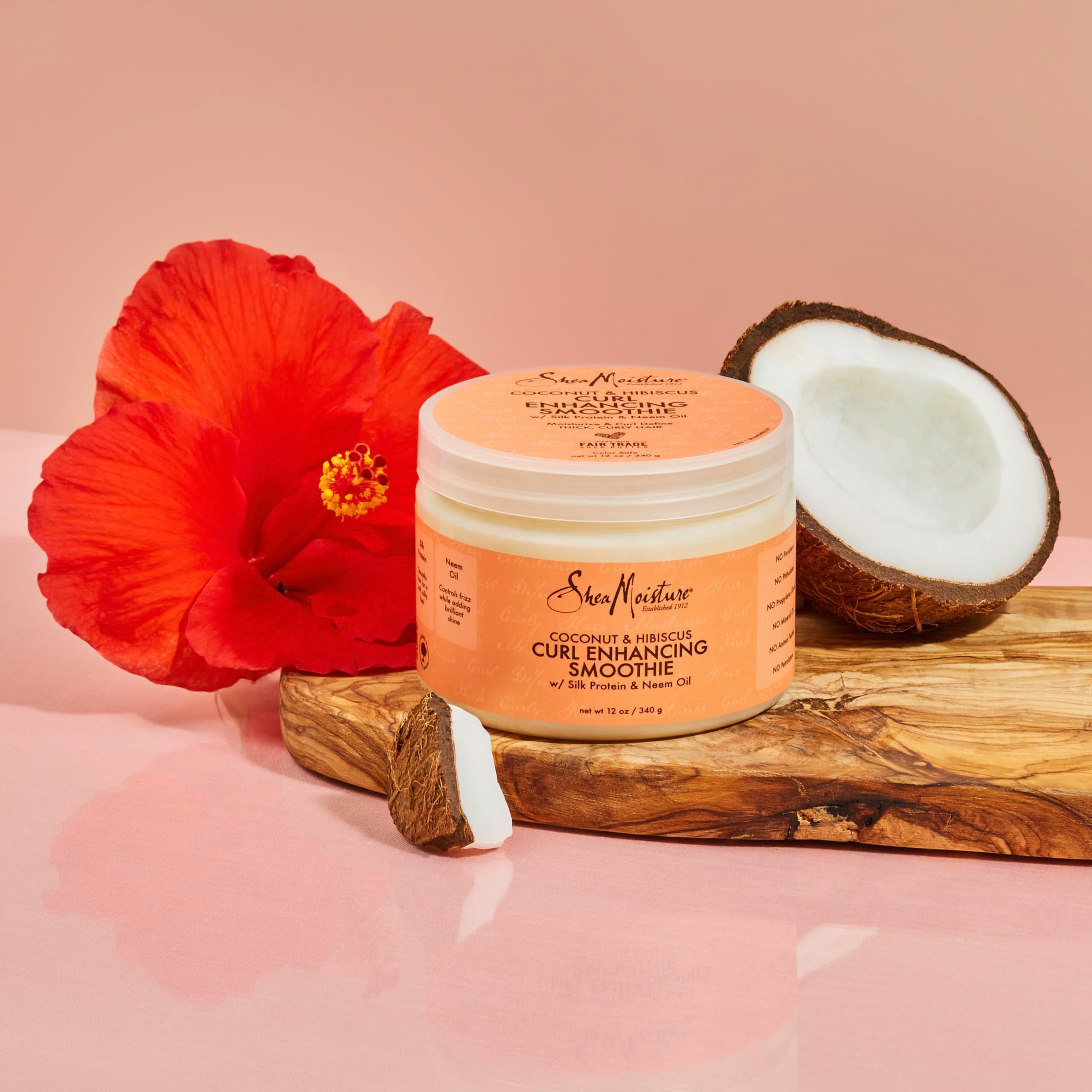Sheamoisture Smoothie Curl Enhancing Cream Coconut And Hibiscus For Thick, Curly Hair Sulfate Free And Paraben Free 12 Oz