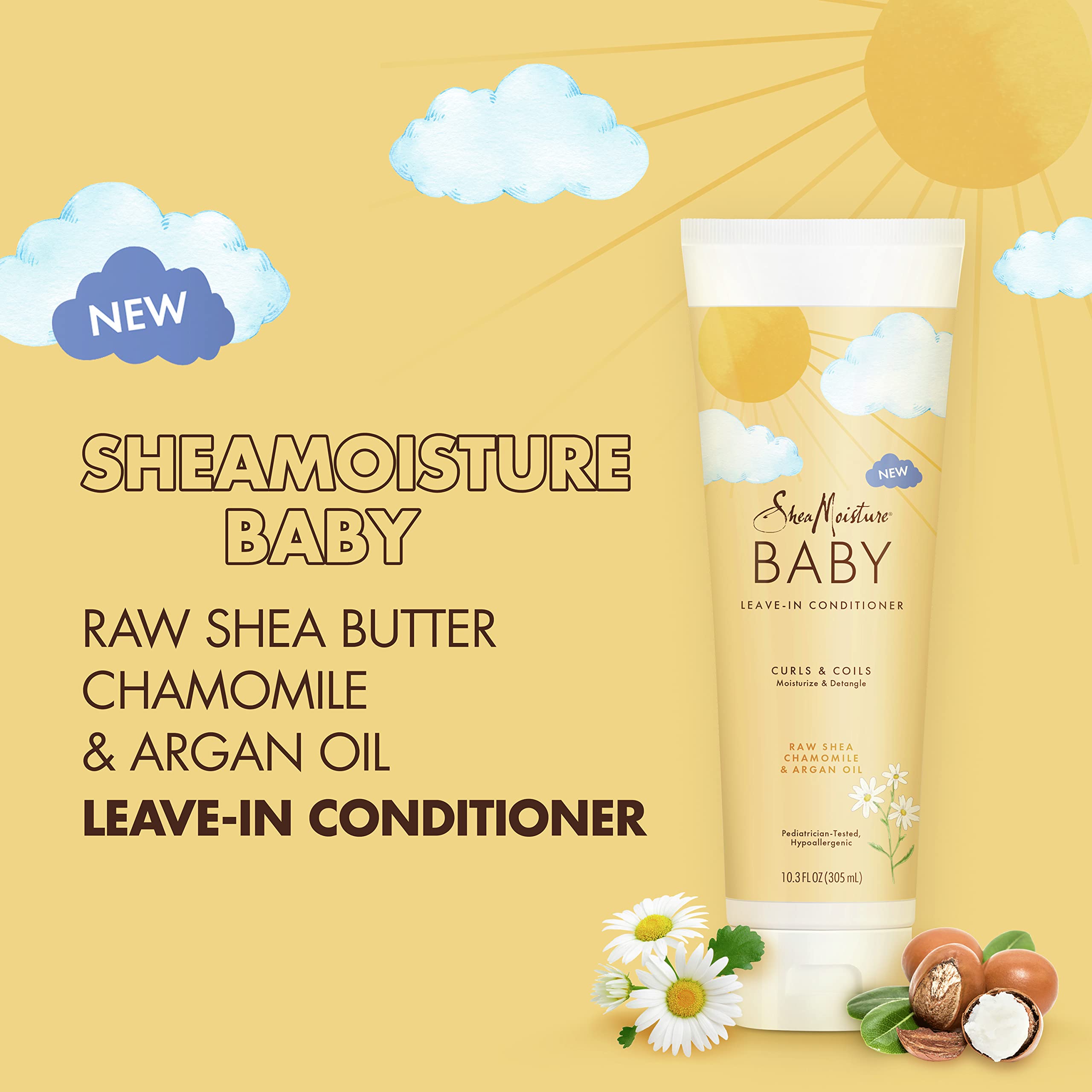 SheaMoisture Baby Conditioner, 13 oz - Raw Shea, Chamomile & Argan Oil for Moisturizing & Detangling Curly Hair