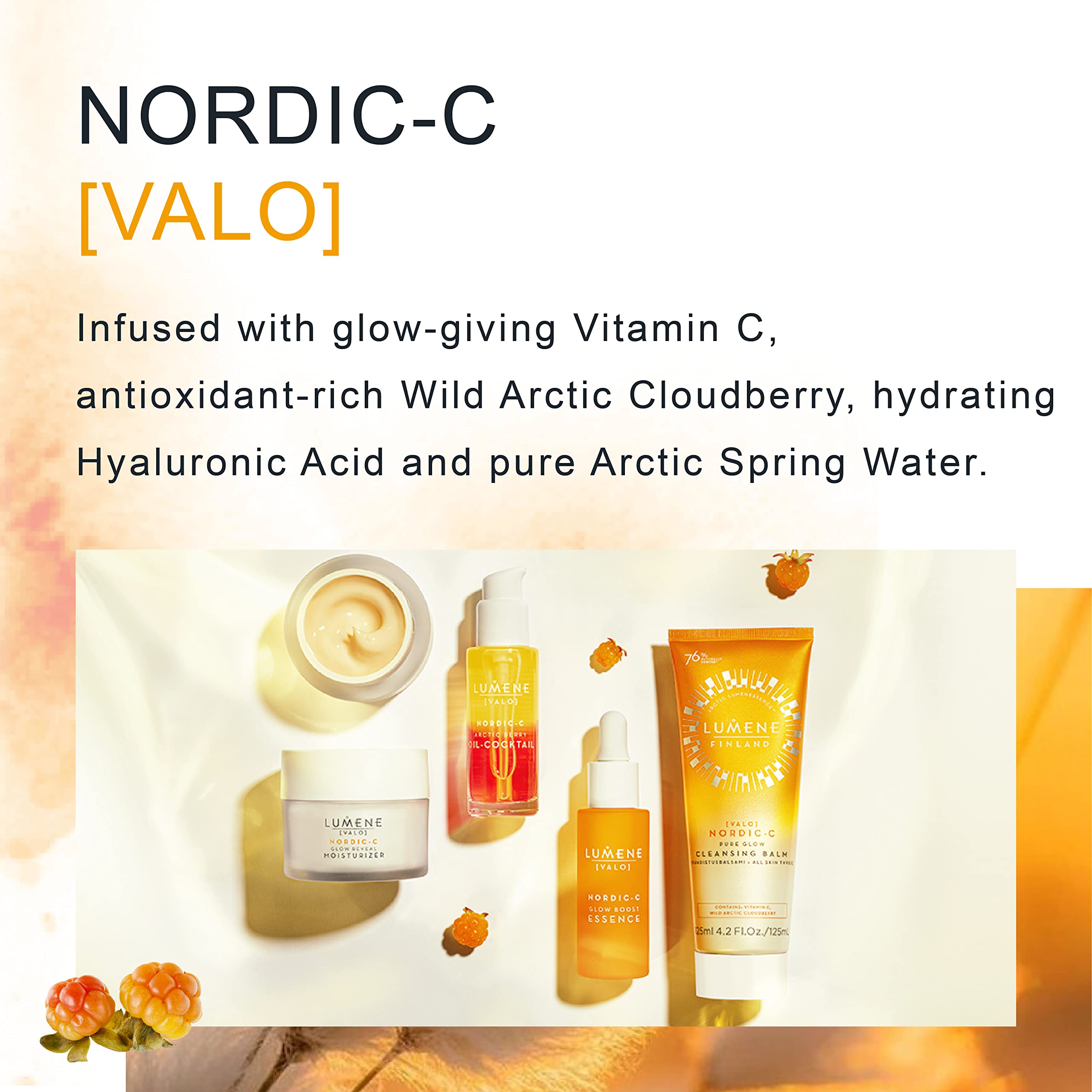 Lumene Nordic C Pure Glow Cleansing Balm - Make Up Remover Balm With Vitamin C For Skin Radiance - Vegan Eye Makeup Remover & Fa