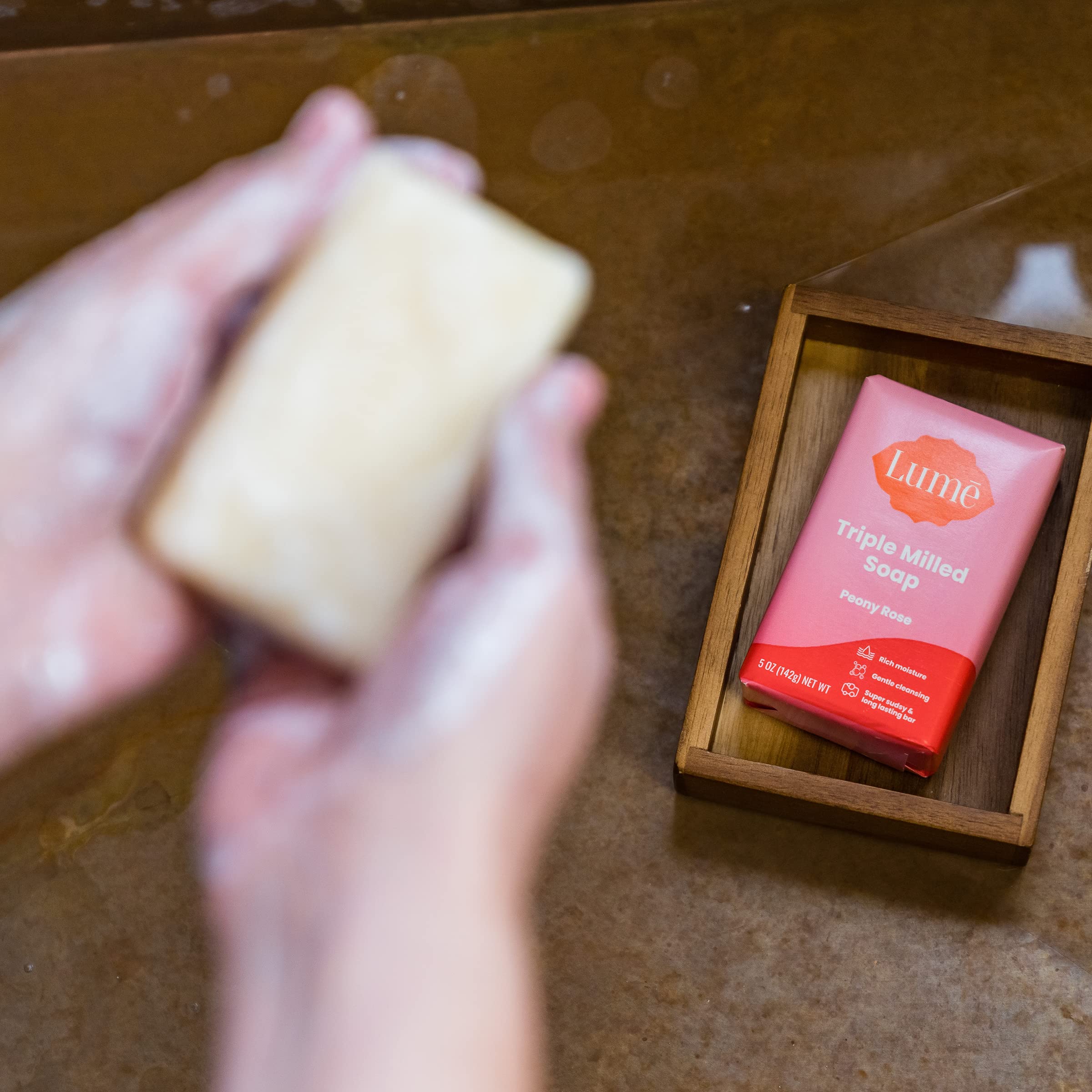 Lume Triple Milled Soap - Rich Moisture & Gentle Cleansing - Paraben Free, Phthalate Free, Skin Safe - 5 Ounce (Peony Rose)