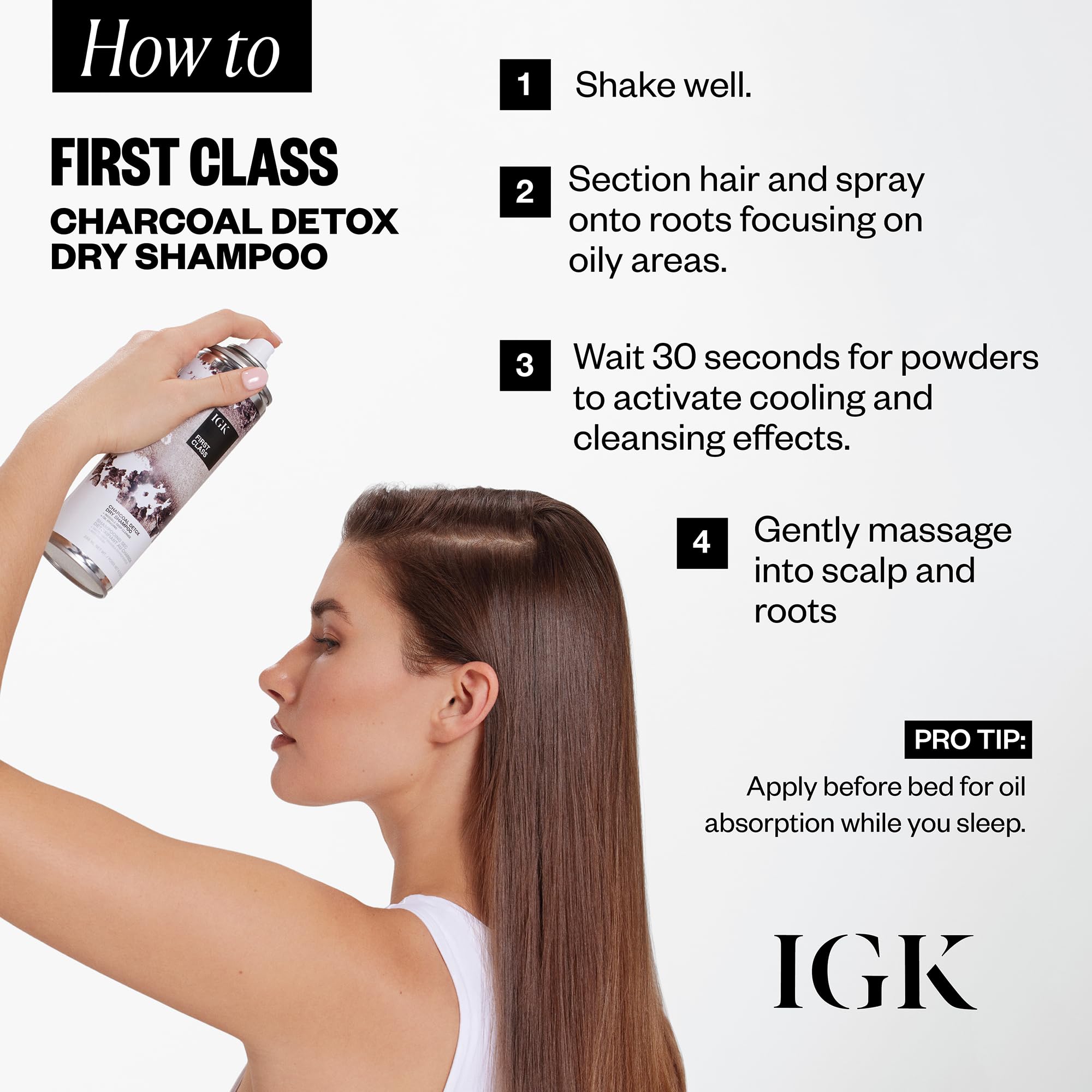 Igk First Class Charcoal Detox Dry Shampoo For Oily Hair | Balances Oil + Soothes Scalp + Volumizes | Vegan + Cruelty Free