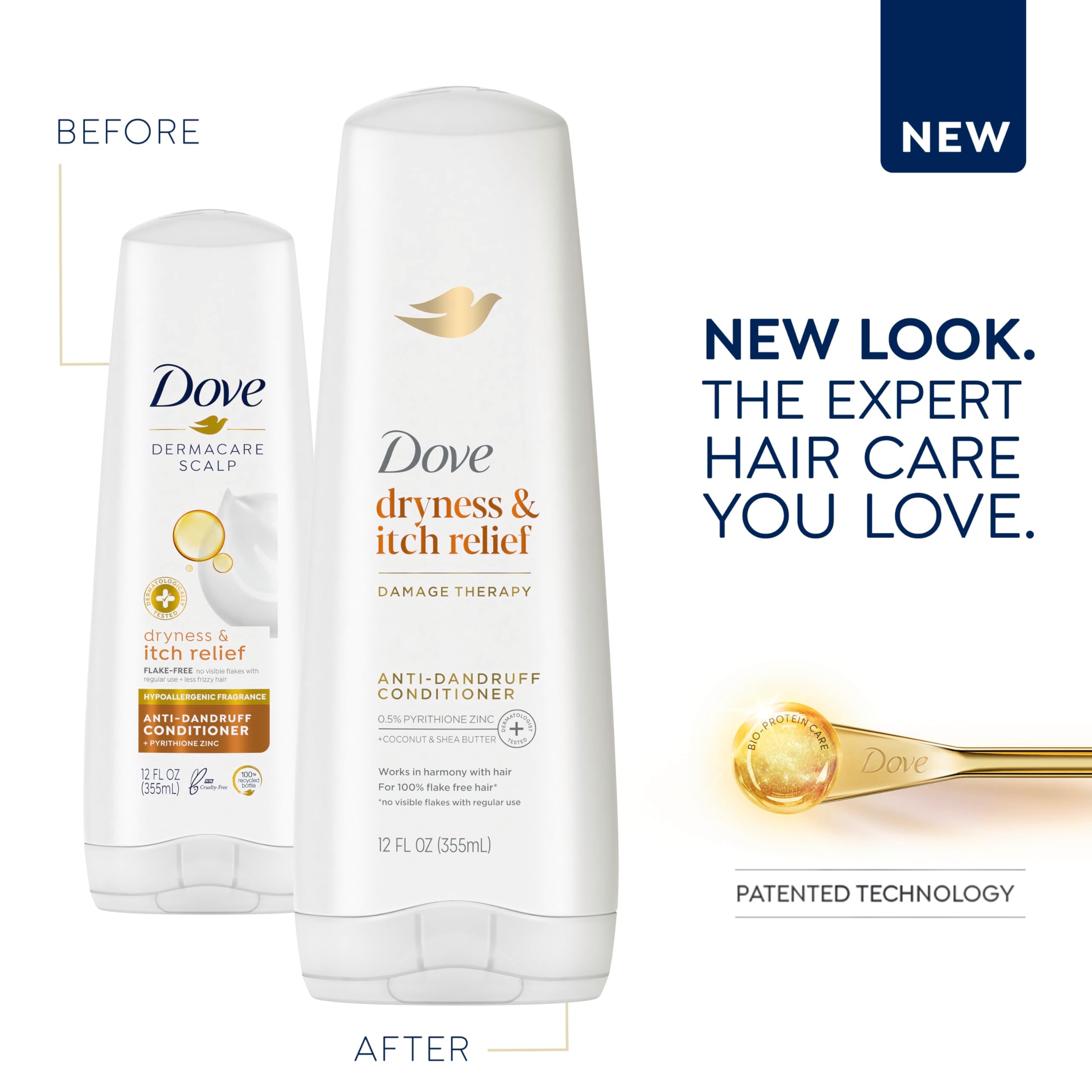 Dove Dermacare Scalp Anti-Dandruff Conditioner Dryness And Itch Relief Dry And Itchy Scalp With Pyrithione Zinc 12 Fl Oz