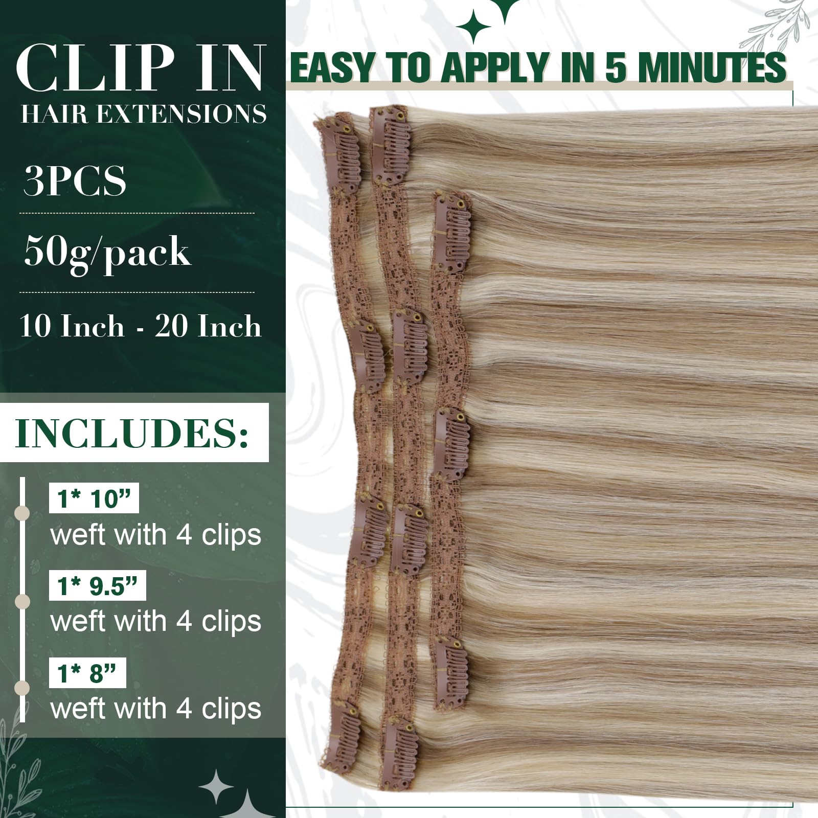 Runature Clip In Hair Extensions Human Hair Highlight Brown With Blonde Human Hair Clip In Extensions For Women Double Weft Remy