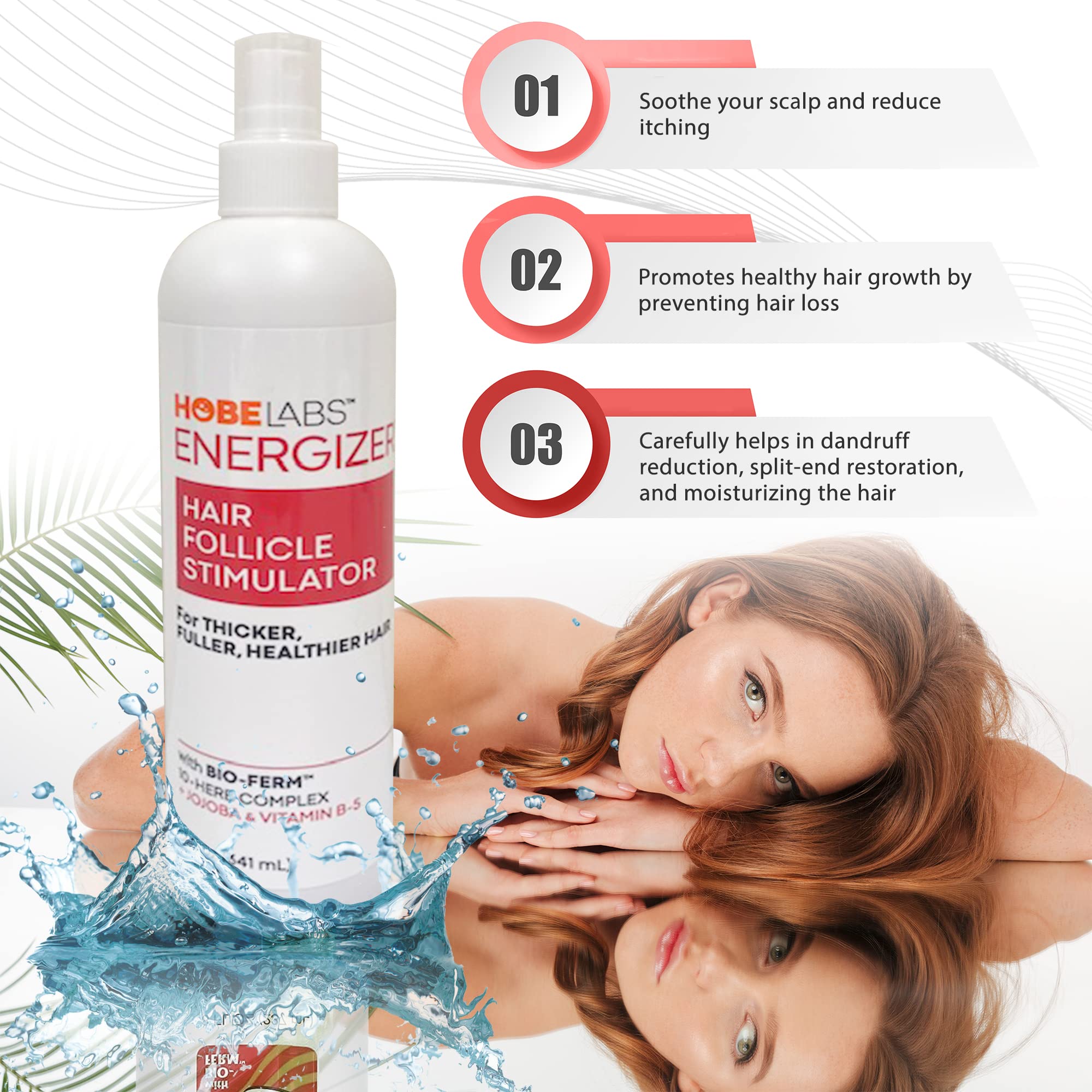 Hobe Labs Energizer Hair Follicle Stimulator With Jojoba And Vitamin B-5 For Thicker, Fuller Hair, 12 Oz