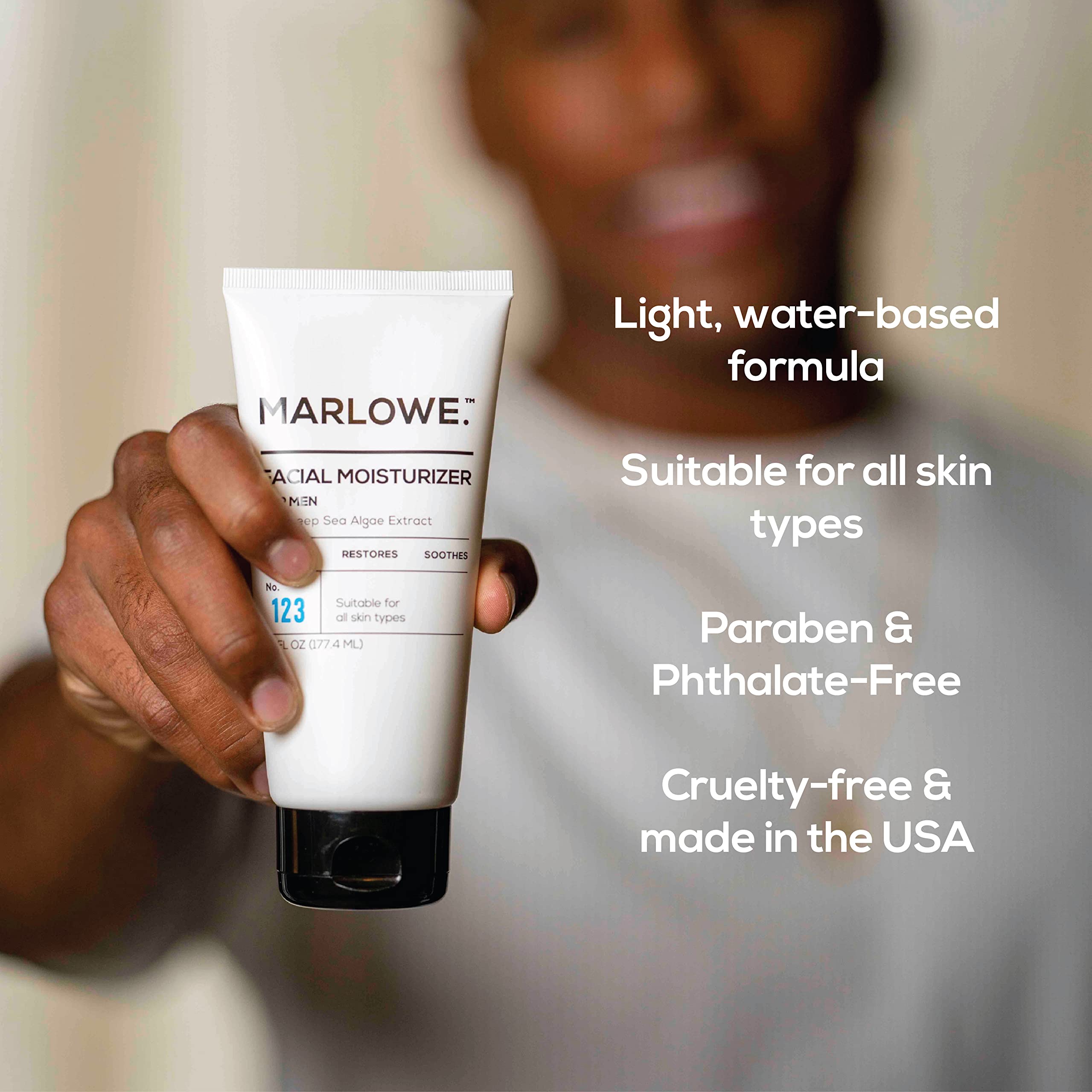 Marlowe. No. 123 Men'S Facial Moisturizer 6 Oz, Lightweight Daily Face Lotion For Men, Includes Natural Extracts To Hydrate, Soo