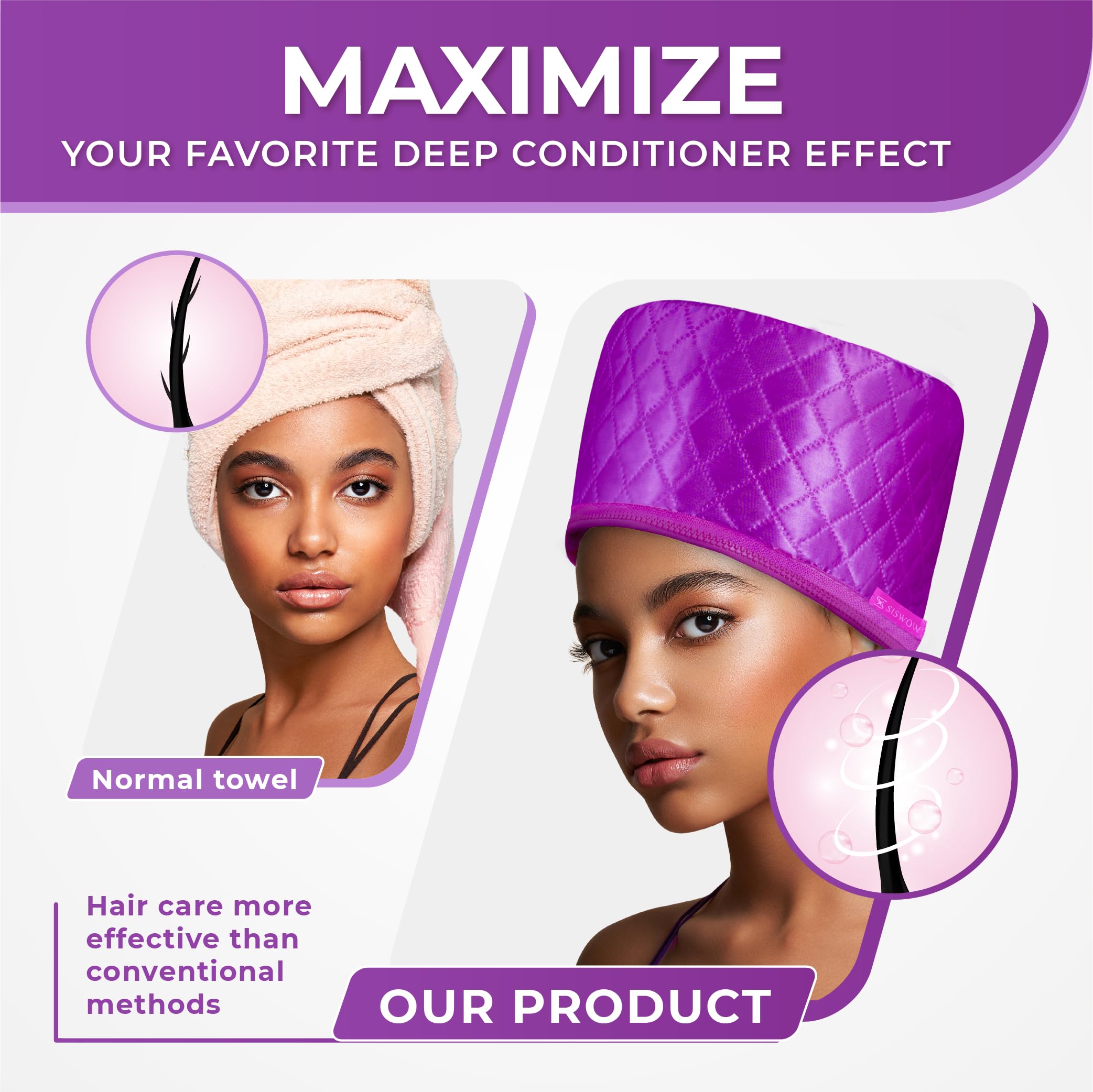 Hair Steamer For Deep Conditioning W/10-Level Heats Up Quickly, Heating Cap For Deep Conditioner - Thermal Steam Cap For Black H