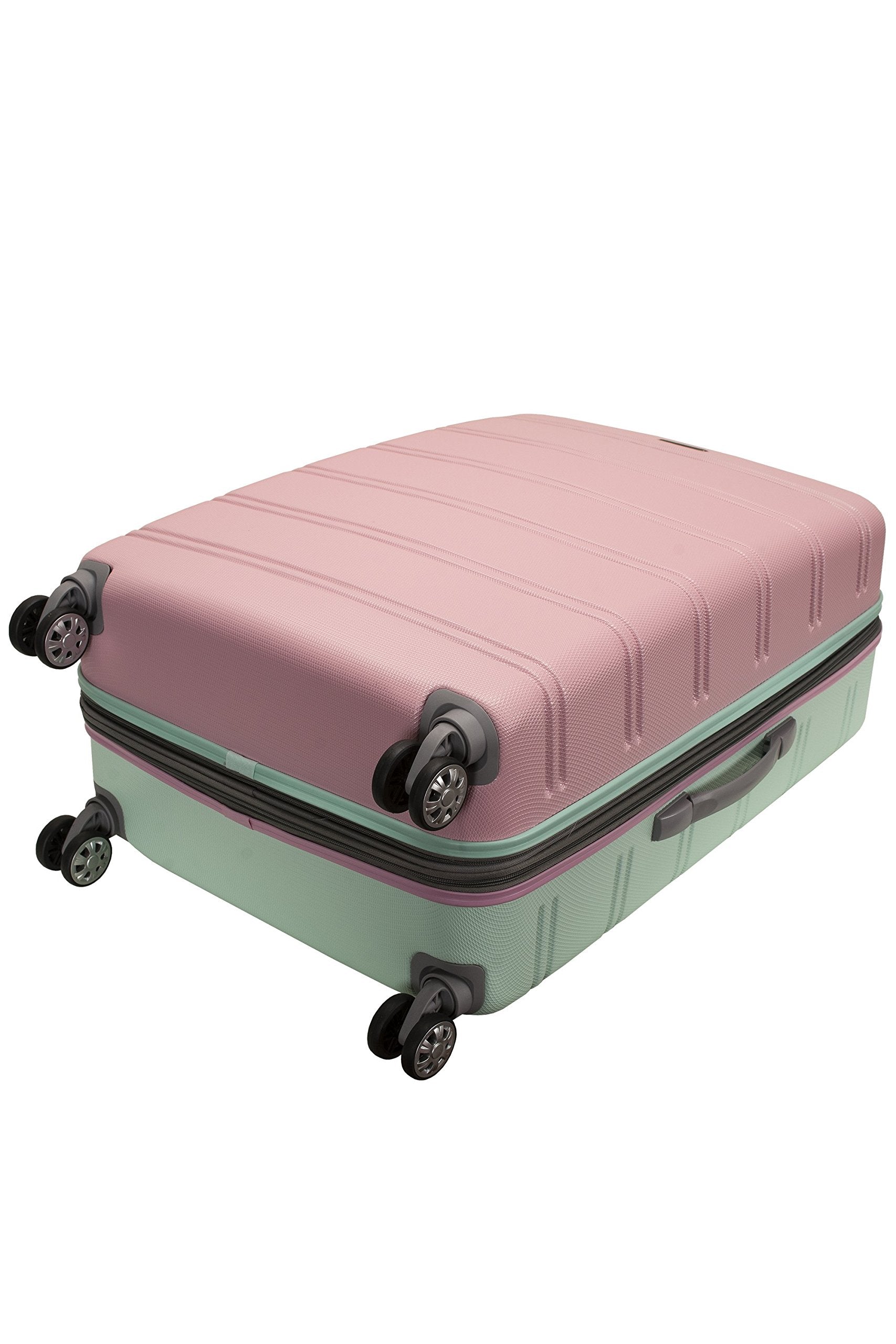 Rockland Melbourne Hardside Expandable Spinner Wheel Luggage, Bright Green, Checked-Large 28-Inch