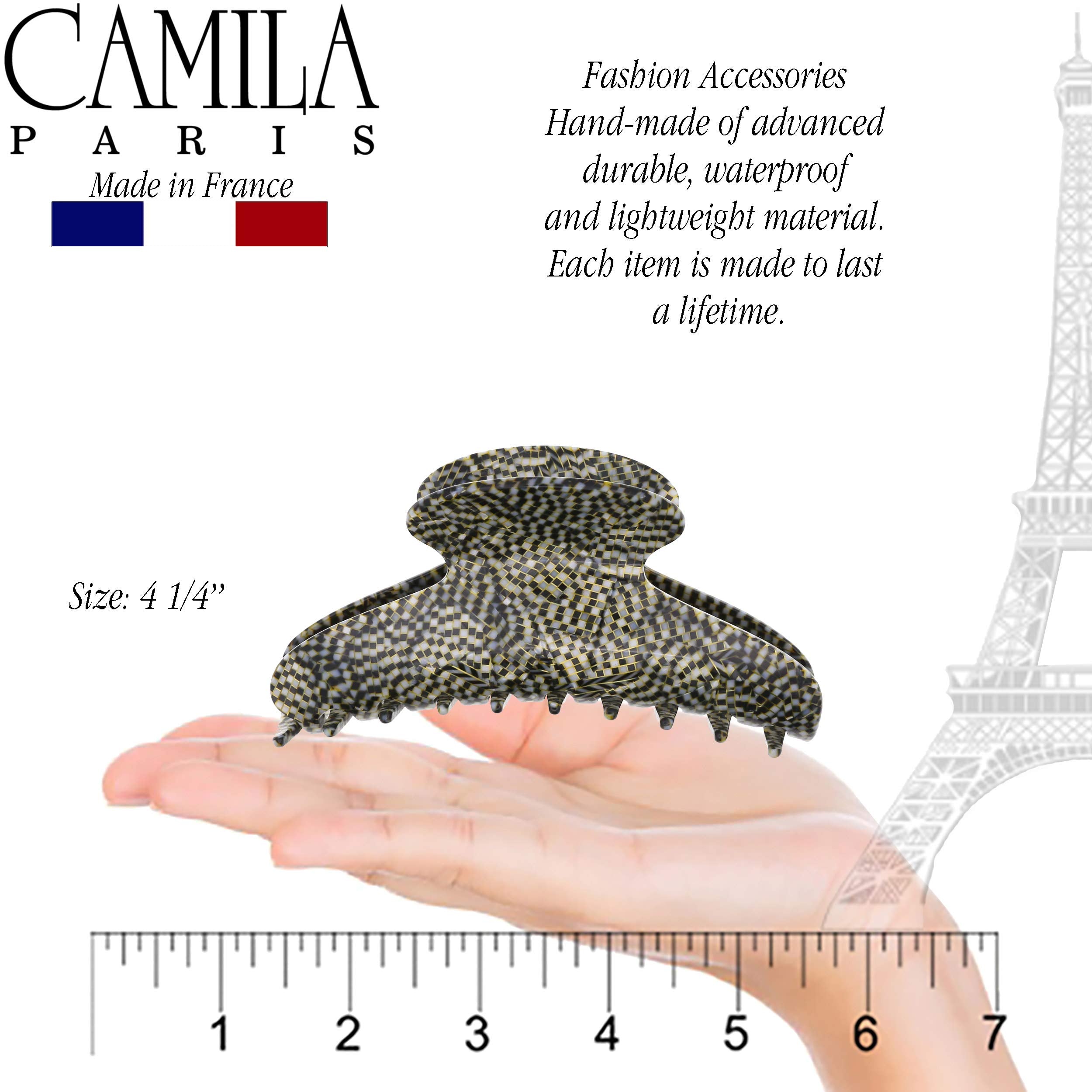 Camila Paris Hair Clip, Cp3037, 4.25 Inch, French Made For Women With Thick, Curly, Wavy Hair, Handmade, Opera, Strong Hold, Gri