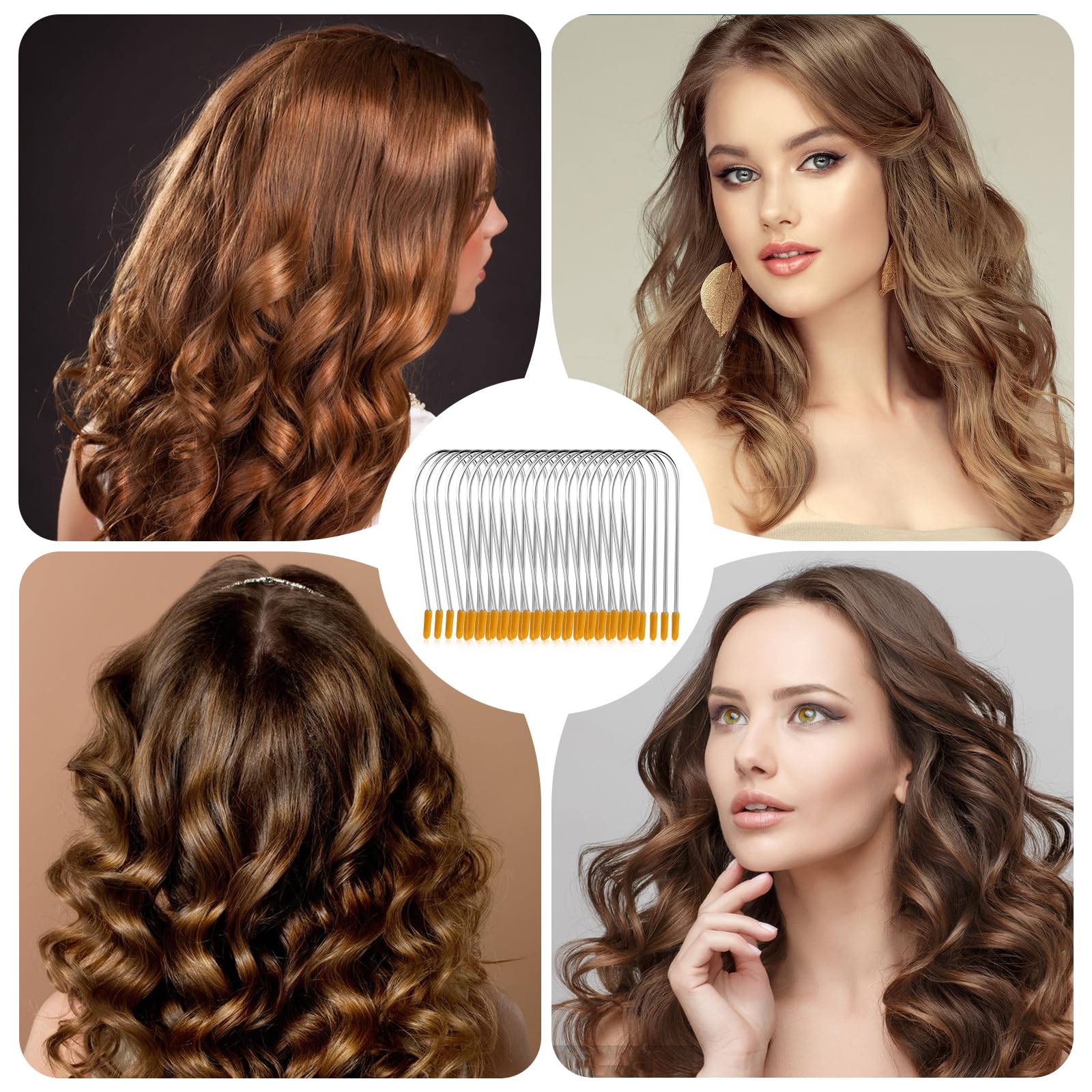 20 Pieces Hair Roller Clips And Pins Kit, Portable Travel Strong Securing Clips For Long Hair, Fit 1 Inch Rollers