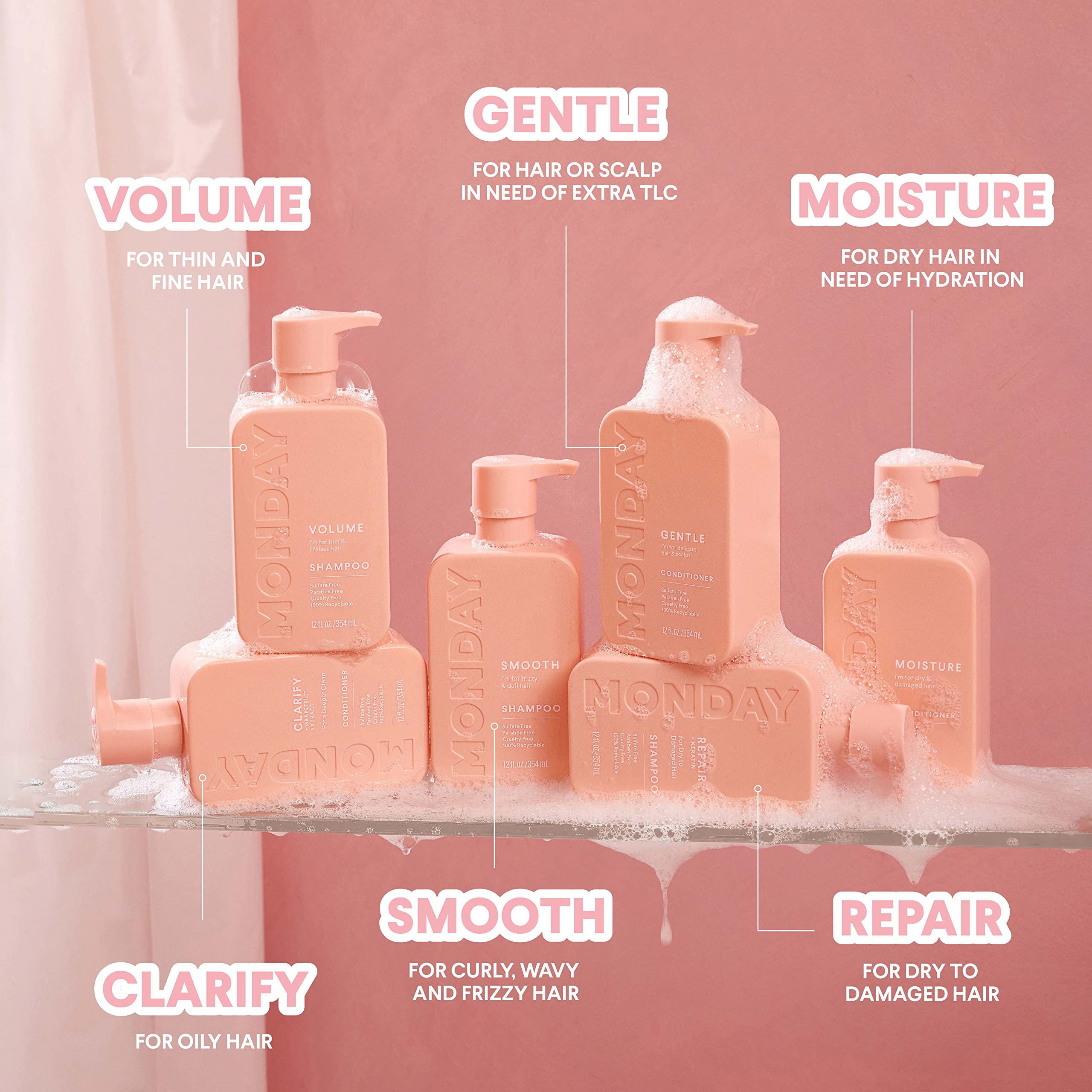 Monday Haircare Clarify Shampoo 12Oz For Oily Hair, Made With Grapefruit Extract, Coconut Oil And Vitamin E (354Ml)