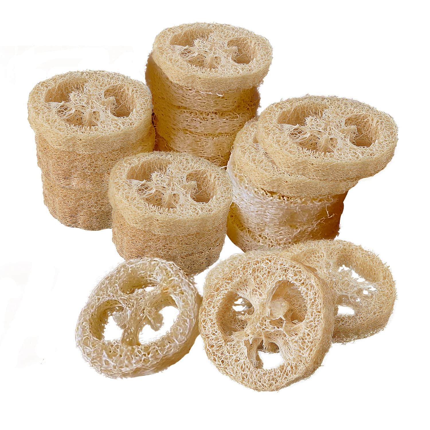 FRTIM Natural Loofah Slices for Soap Making, 20 Pieces Organic Luffa Cuts for DIY Exfoliating Soaps, Homemade Handmade Loofa Soa