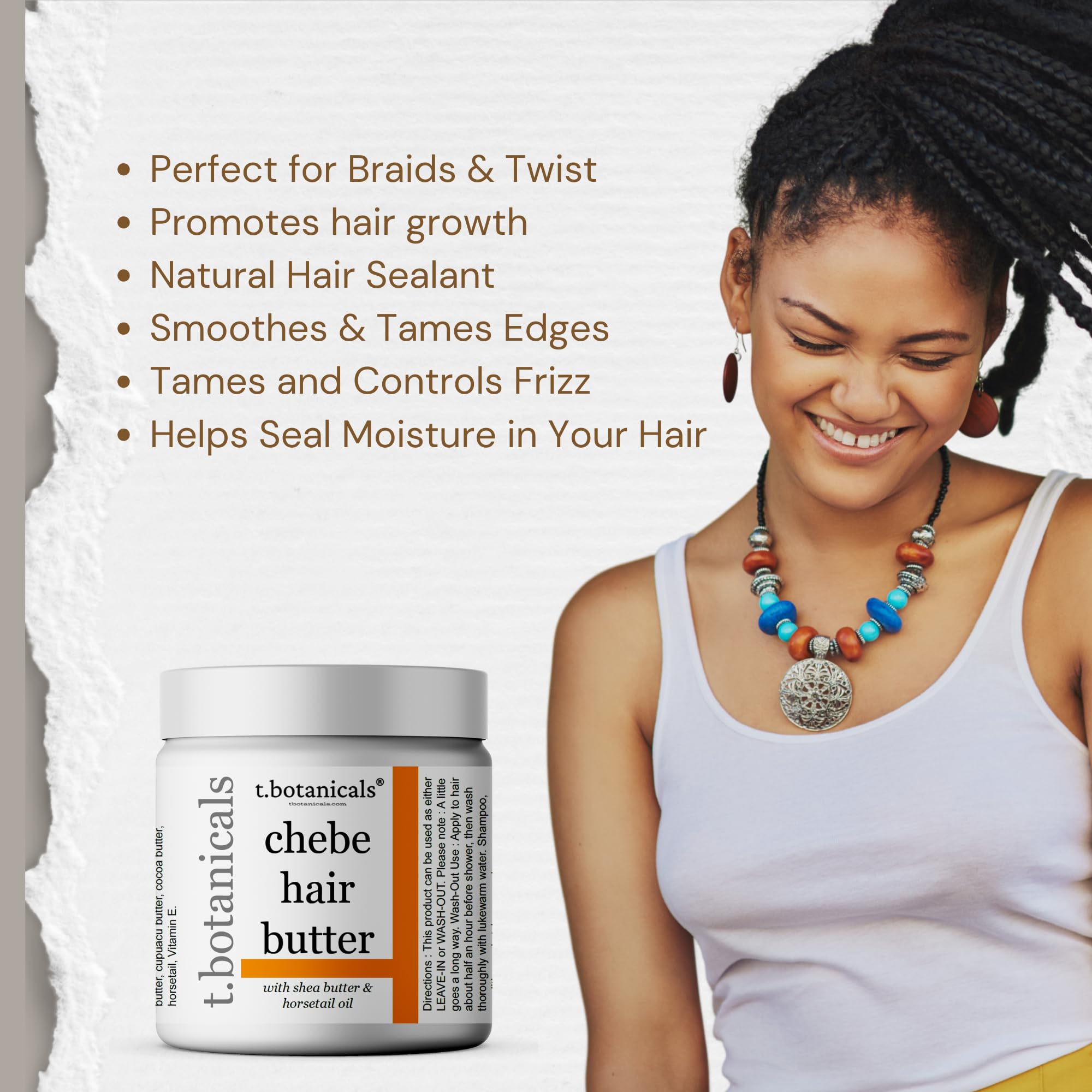 T.Botanicals Chebe Butter For Hair Growth, Hair Thickening - Ayurvedic Hair Butter With Horsetail