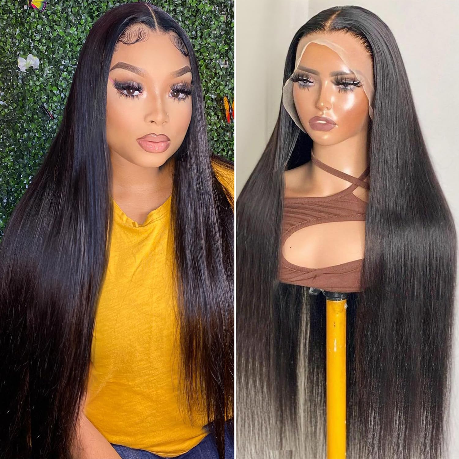 TENACOO Straight Lace Front Wigs Human Hair 180% Density 13x4 HD Transparent Lace Frontal Human Hair Wigs for Women 180% Density