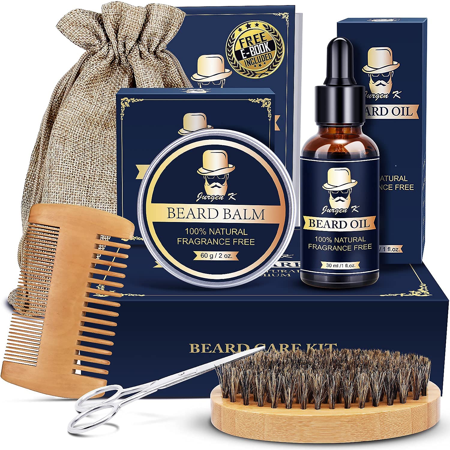 Gifts for Men, Beard Kit with Beard Oil, Balm, Brush, Comb, Birthday & Christmas Gifts for Dad, Husband, Boyfriend, Brother, Son