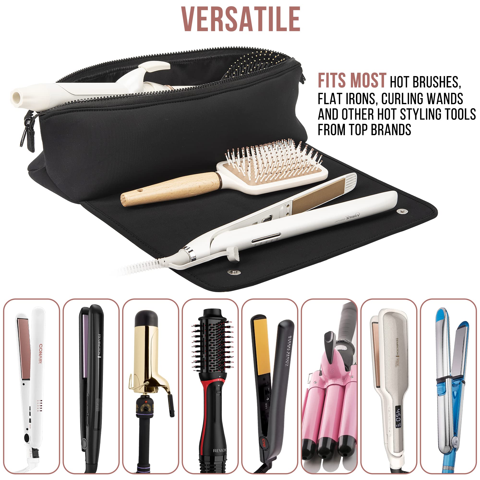 BAREFOOT CARIBOU Hair Tools Travel Bag and Heat Resistant Mat for Flat Irons, Straighteners, Curling Iron, Haircare Accessories,