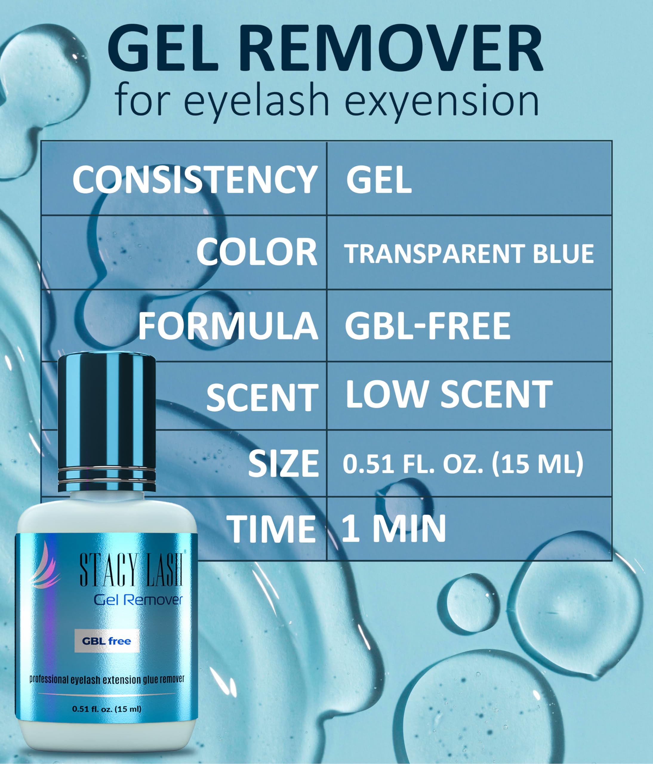 Lash Remover For Lash Extensions By Stacy Lash (0.51 Fl.Oz / 15 Ml) Eyelash Extension Remover / 60 Sec Dissolution Lash Glue Rem