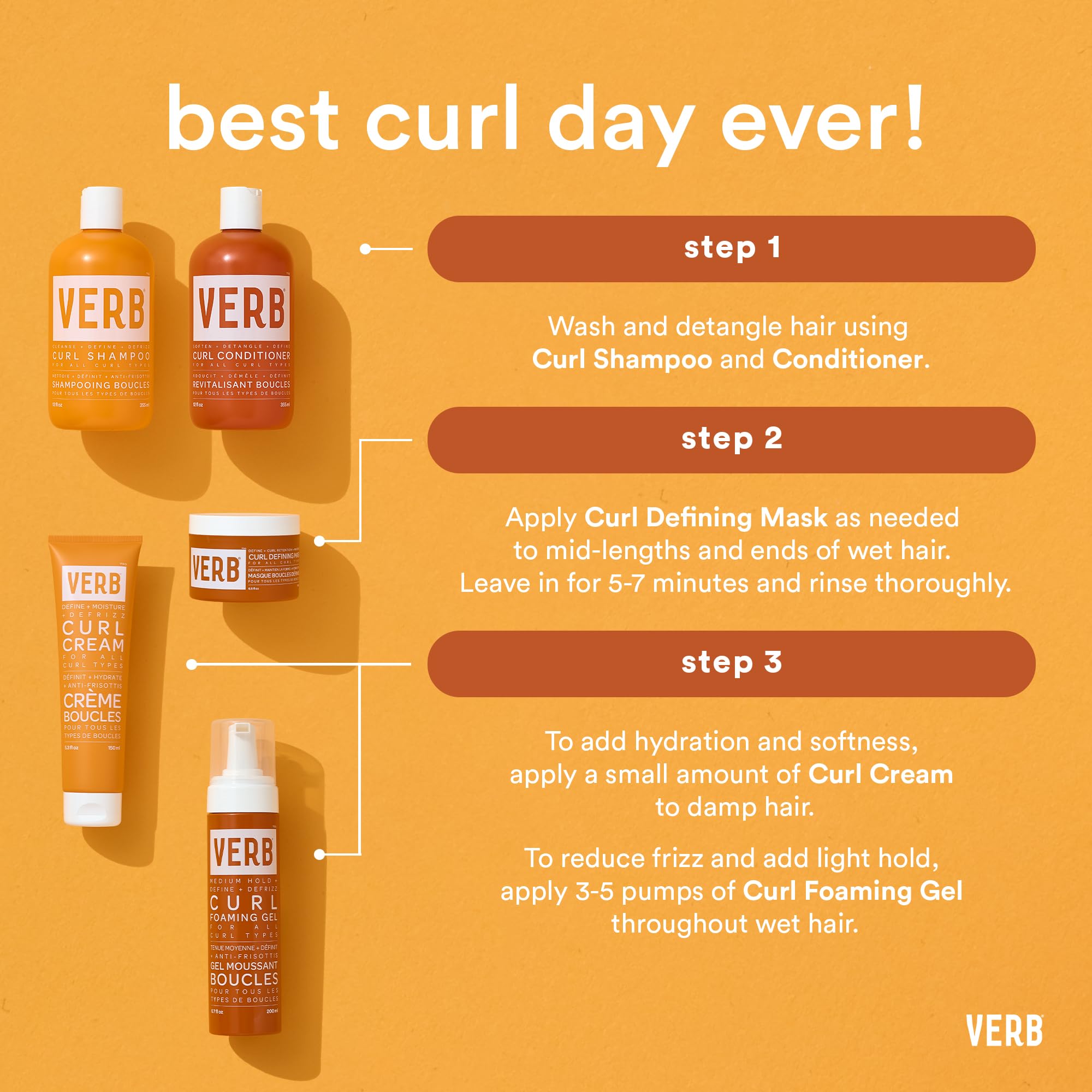 Verb Curl Foaming Gel - Frizz Control Mousse For Curl Definition - Curl Enhancing Hair Product For Medium Hold - Locking Gel For