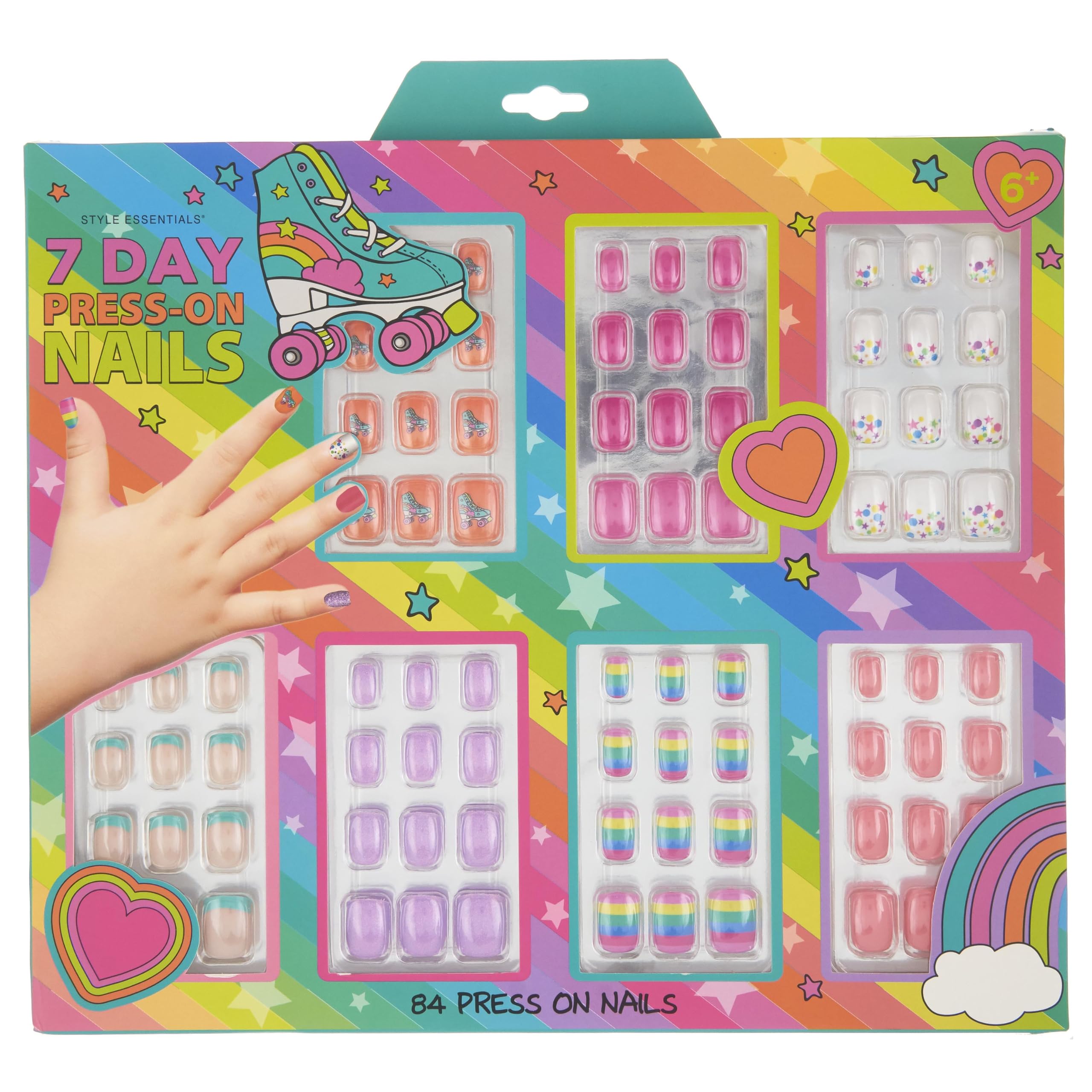 Expressions 7 Day Manicure Collection By Style Essentials - 84Pc Press On Nail Set, Day-Of-The-Week Adhesive False Nails For Gir