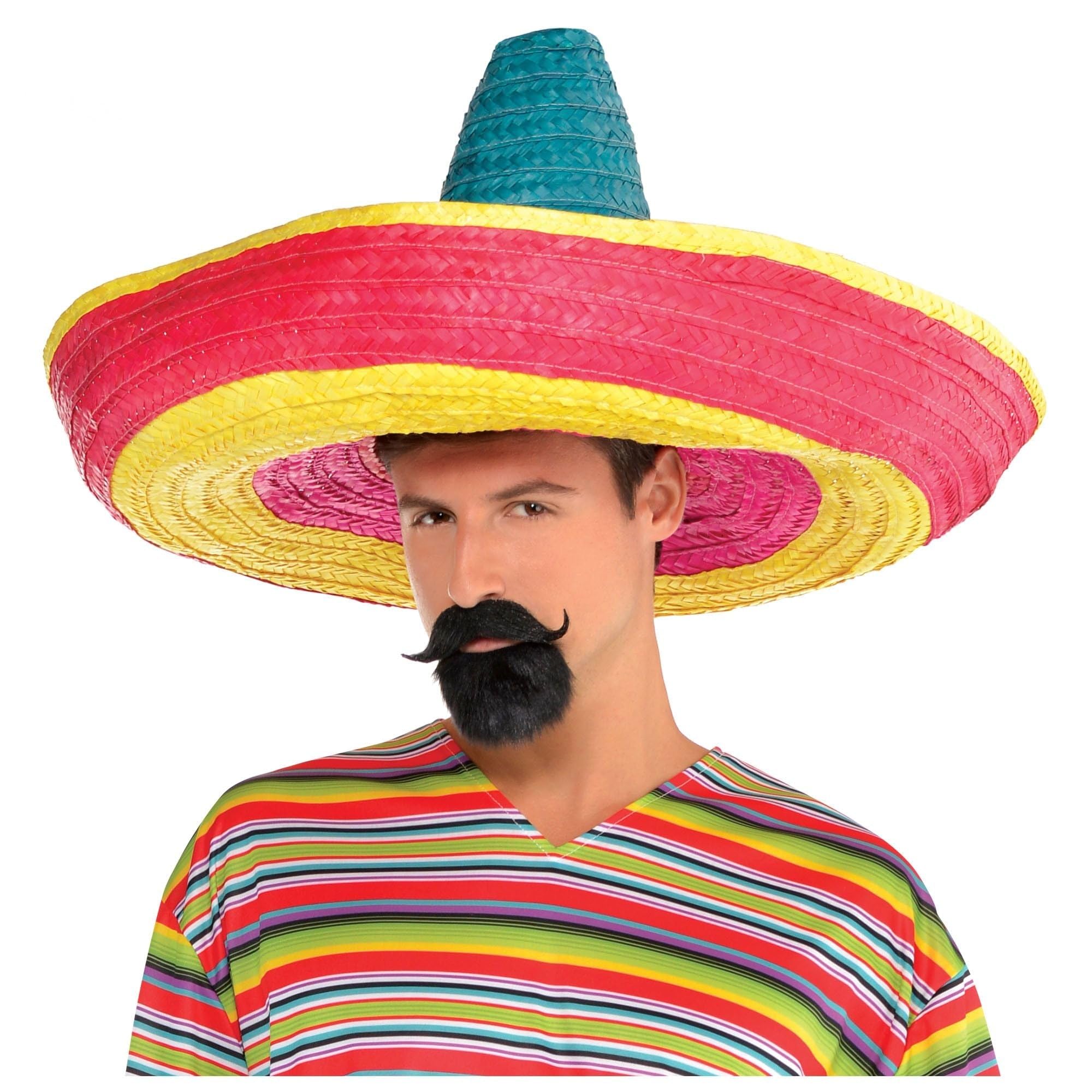 Amscan Fiesta Moustache & Goatee Set - One Size - Premium Black Synthetic Hair - Perfect for Parties & Themed Events, 1 Pc.
