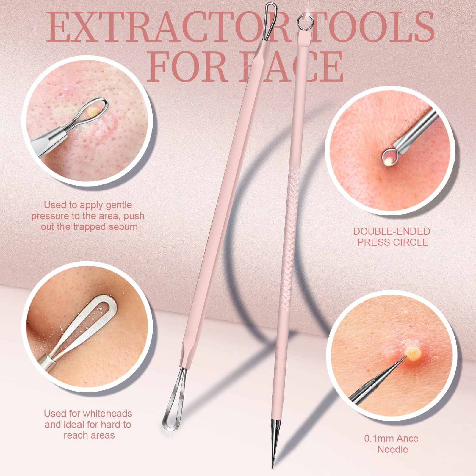 Teenitor Blackhead Remover Kit, Pimple Popper Tool Kit, 2 Blackhead Extractor, 1 Ingrown Hair Tweezers, 2 Pimple Extractor Pore