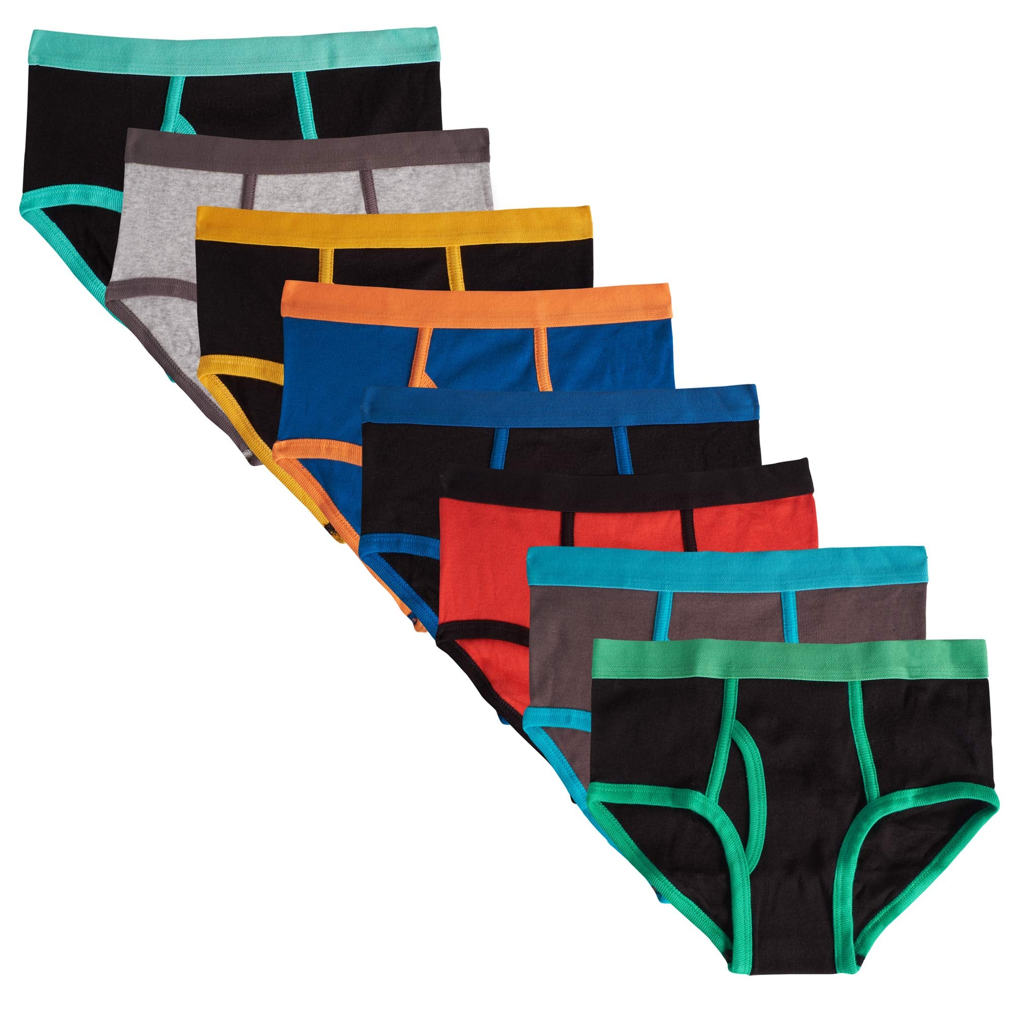 MALLARY BY MATTHEW Boys 100 cotton Briefs Underwear (8 Pack) Basics Multicolored Elastic Briefs, XS