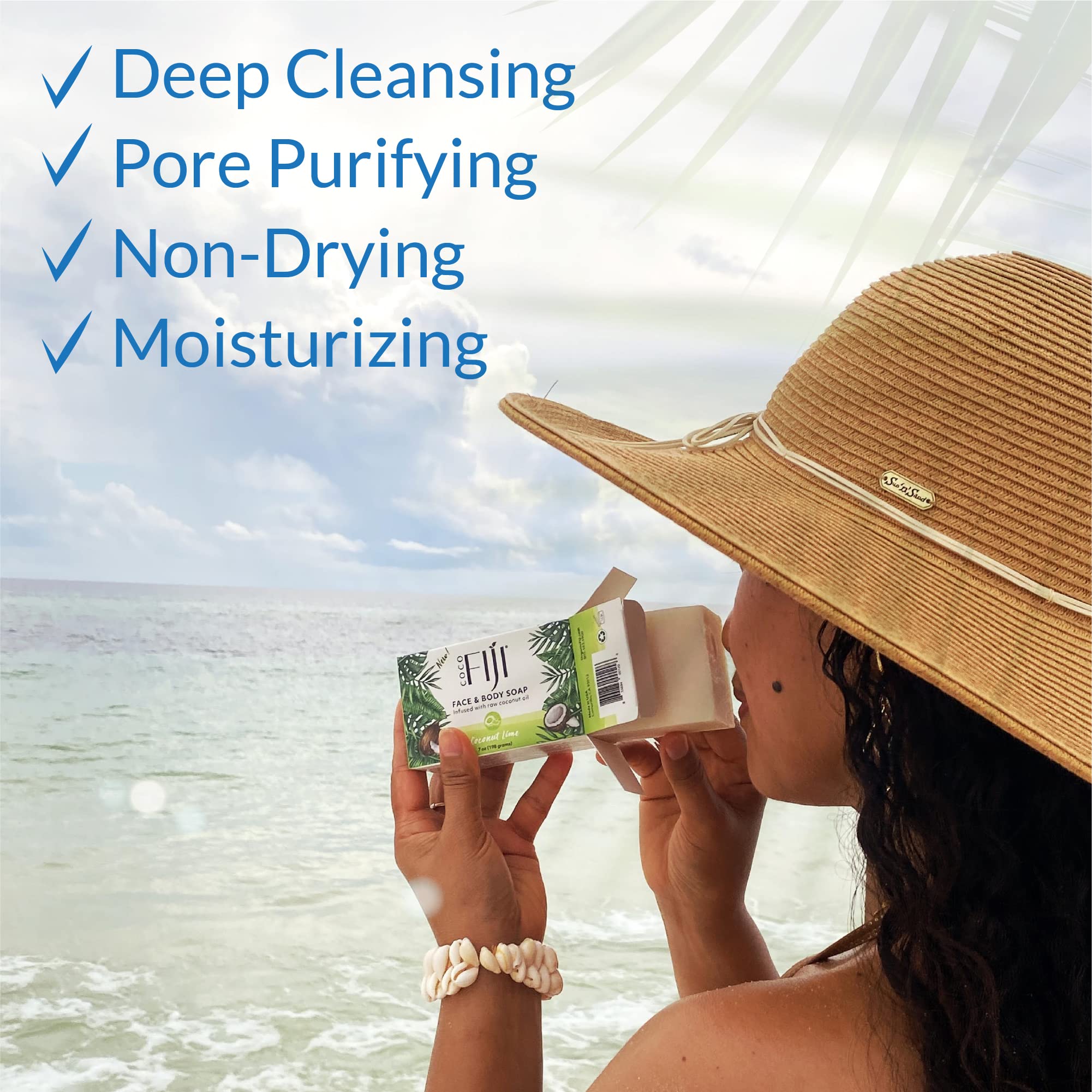 Coco Fiji Soap Bar For Face And Body Infused With Organic Coconut Oil, Fragrance Free, Essential Oil, Natural Soap For Moisturiz