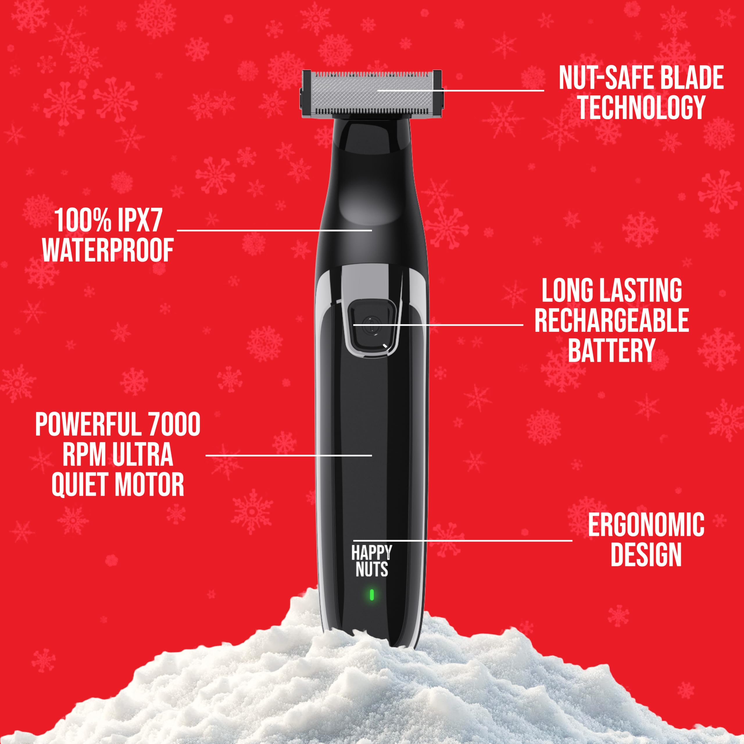Happy Nuts The Ballber Electric Body Hair Trimmer For Men - Mens Body Groomer Kit For Privates - Waterproof Shaver For Hard To R