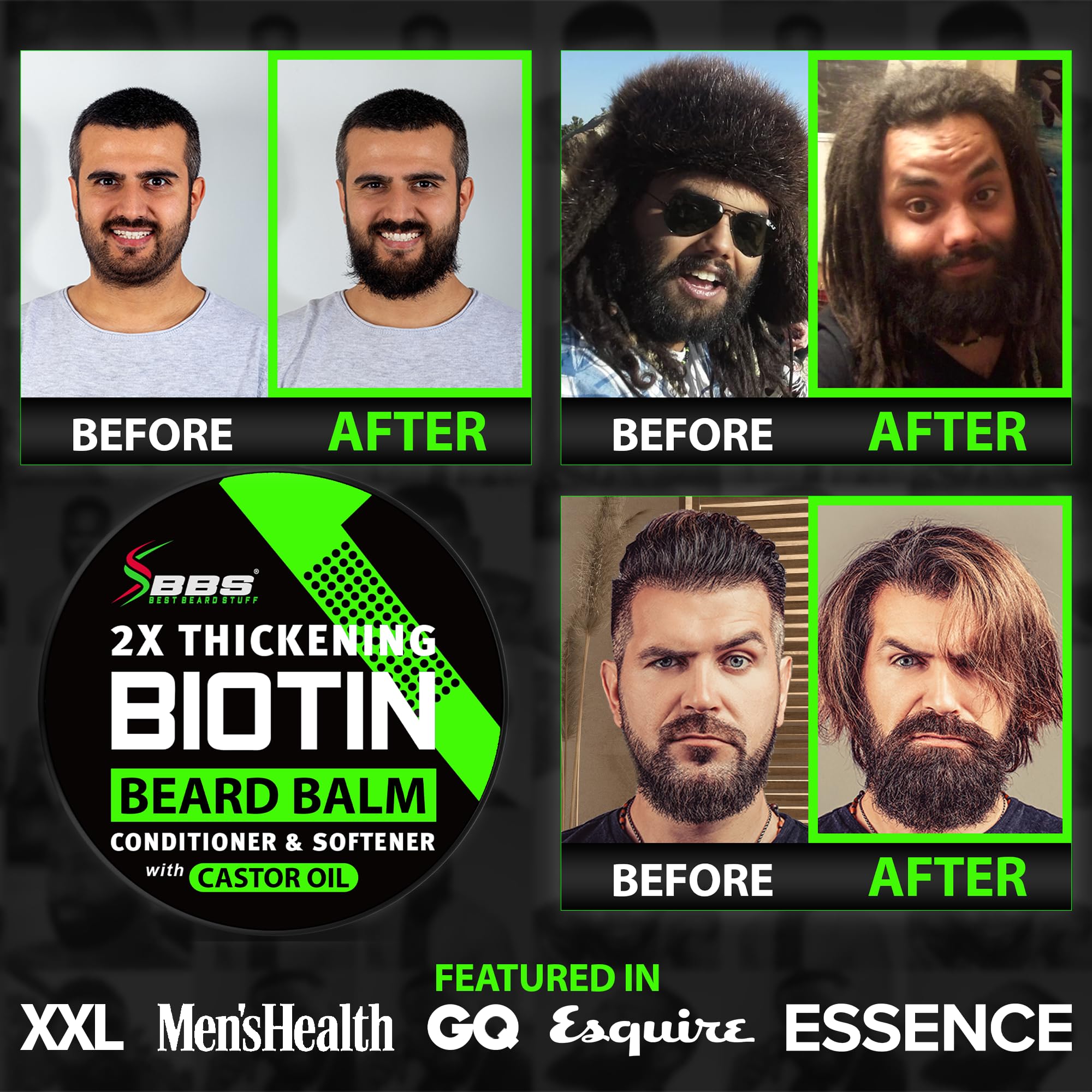 2X Thickening Biotin Beard Balm For Men & Mustache Wax For Beard Growth  Organic Beard Conditioner For Men & Beard Softener For