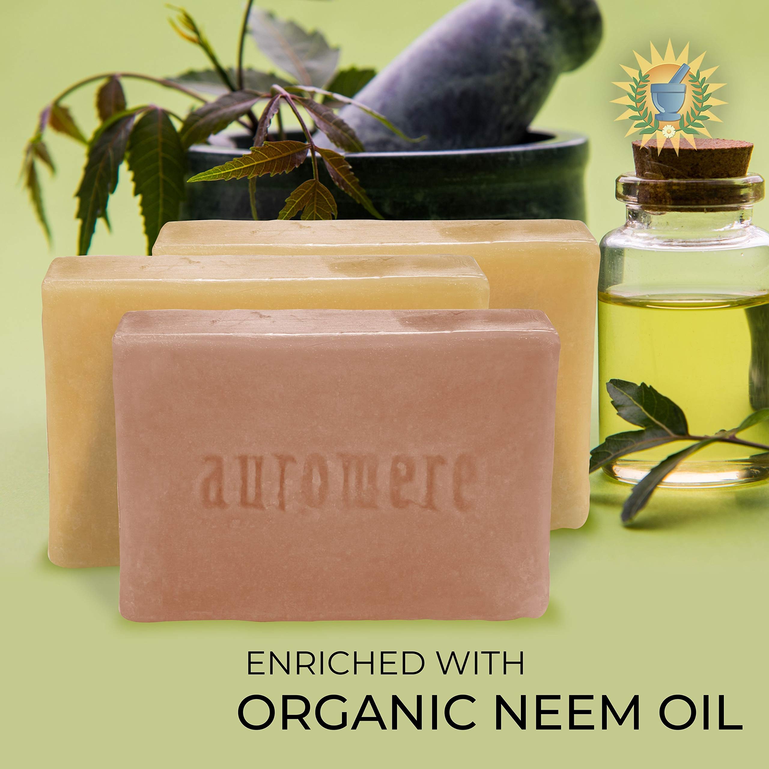 Auromere Ayurvedic Soap Variety Pack - 3 X 2.75Oz Natural Soap Bars - Handmade Vegan Soap With Ayurvedic Herbs & Organic Neem