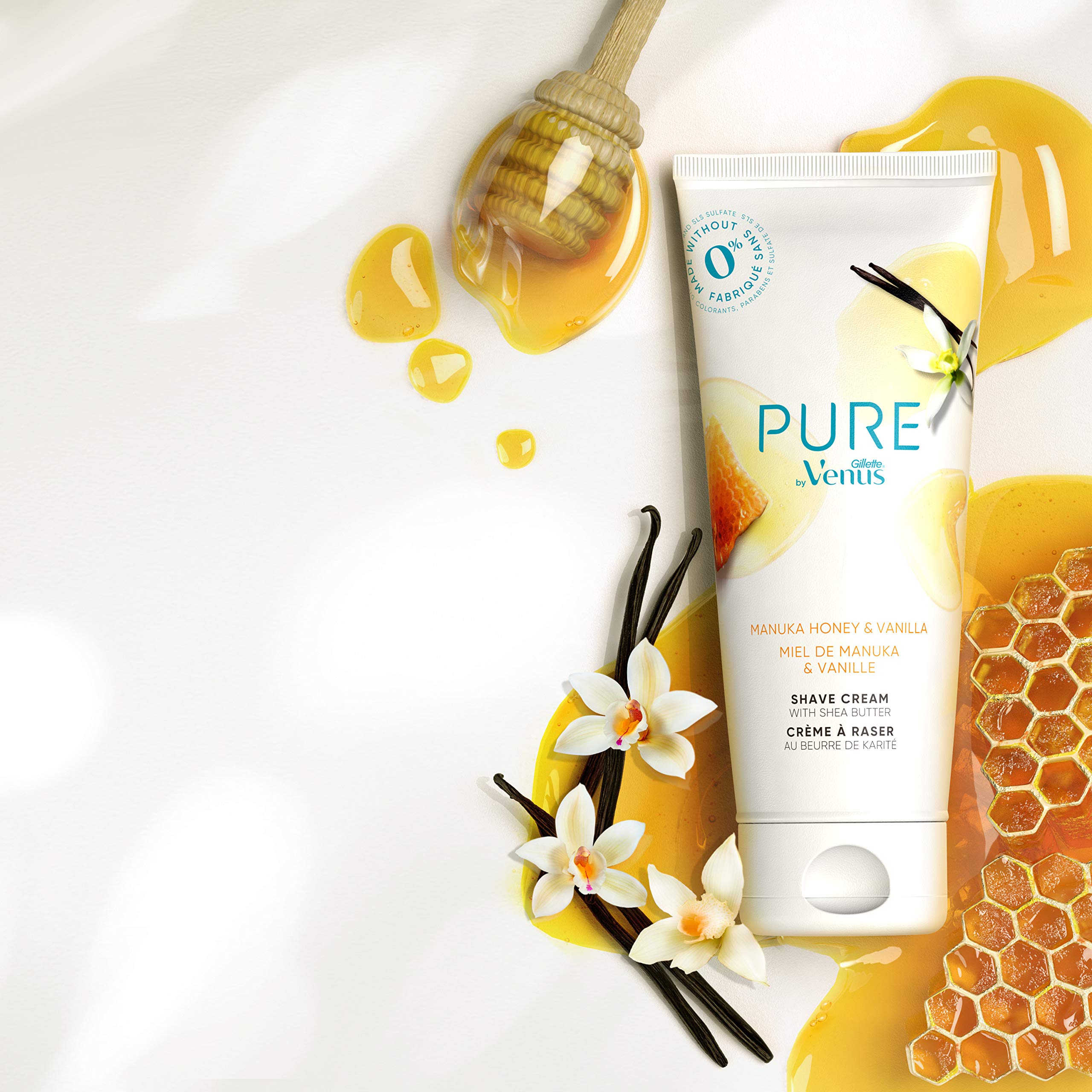 Pure By Gillette Venus Shaving Cream Manuka Honey And Vanilla, 6Oz (Pack Of 2)