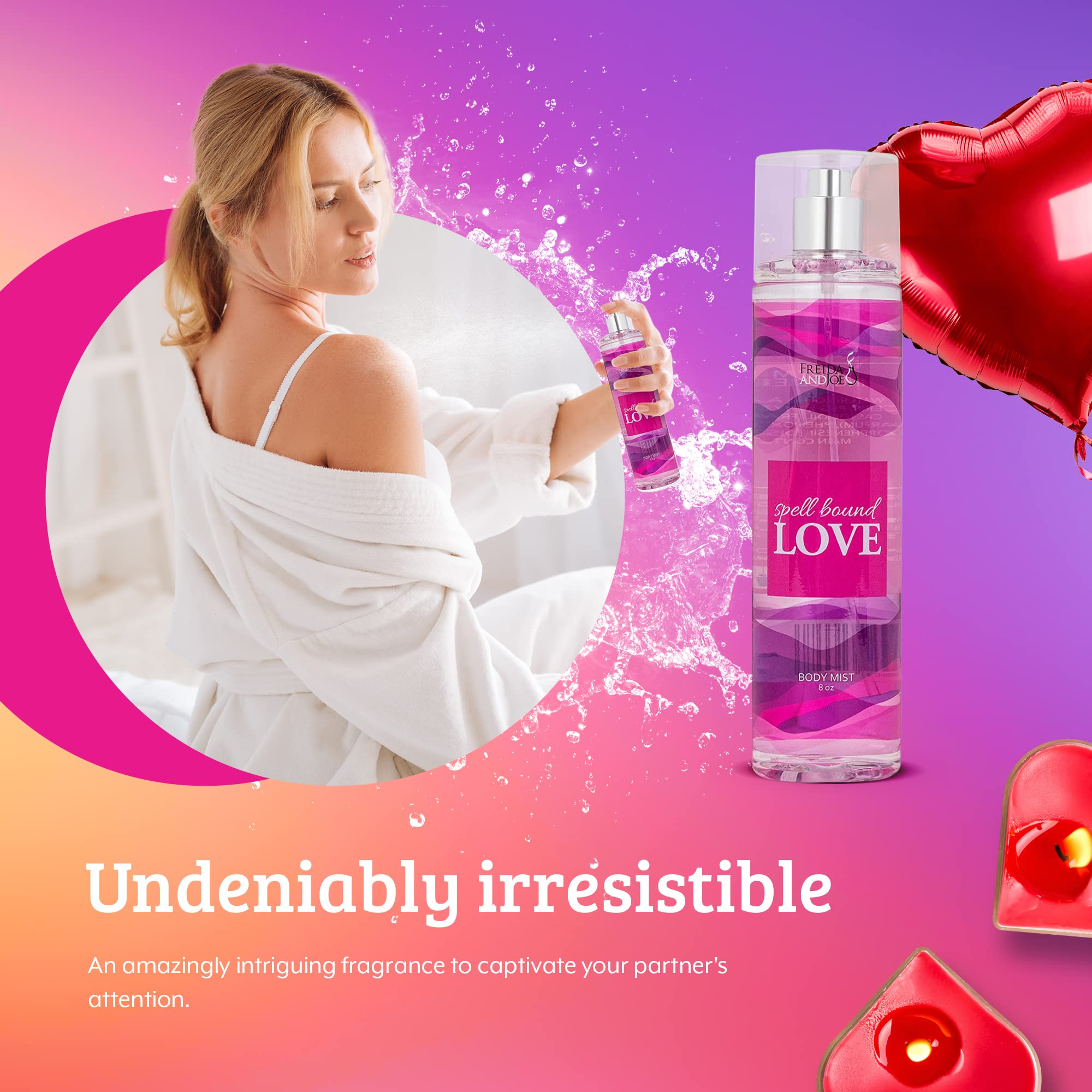 Spell Bound Love Body Spray For Women Luxury 8 Oz Perfume Fragrance Mist & Sprays, Romantic Scented Gifts & Presents, Fine Mist