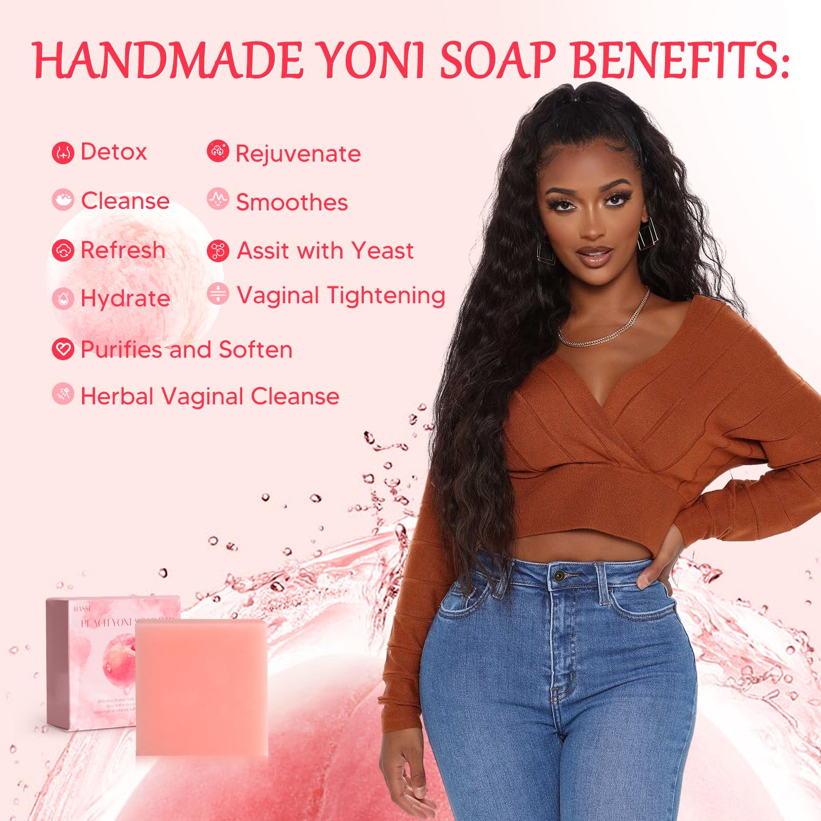 Yoni Soap Bars Feminine Wash 2 Pcs, 100% Natural Organic Yoni Bar Soap For Women Ph Balance Yoni Wash Eliminates Odor Moisturizi