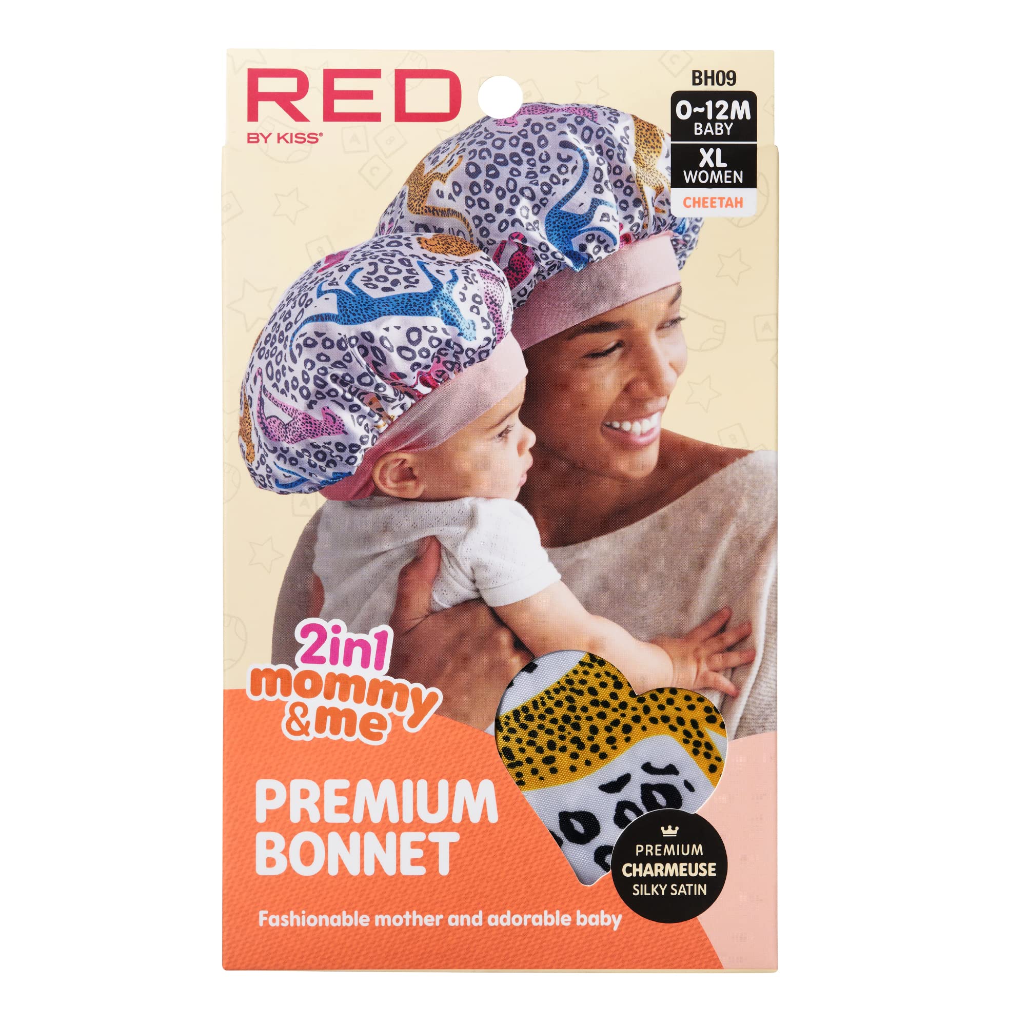 Red By Kiss 2-In-1 Mommy & Me Bonnet Sleeping Caps Hair Bonnet Hair Wrap (Cheetah) Multi Color