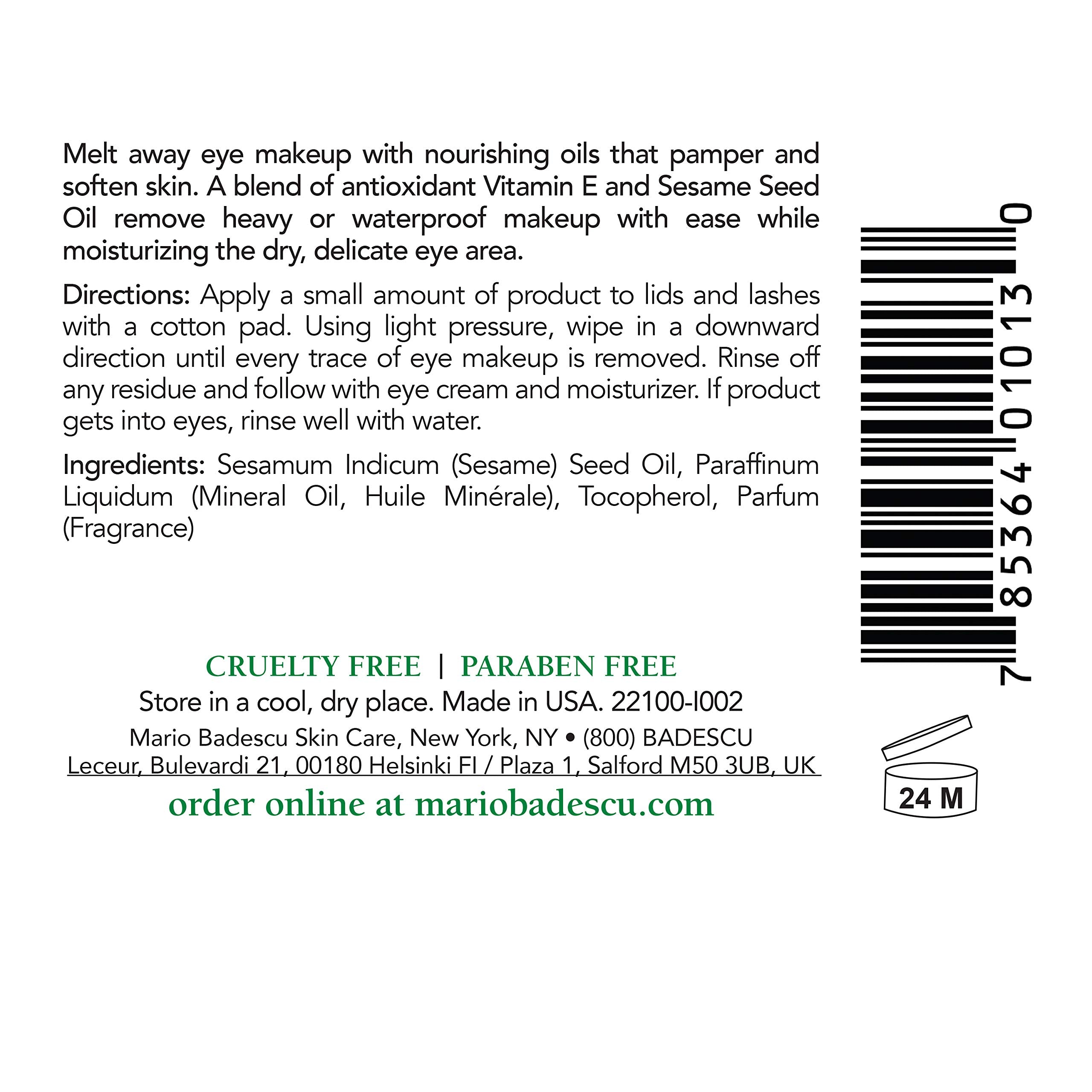 Mario Badescu Carnation Eye Makeup Remover Oil, Ideal For Combination, Dry Or Sensitive Skin, Cleansing And Moisturizing Waterpr