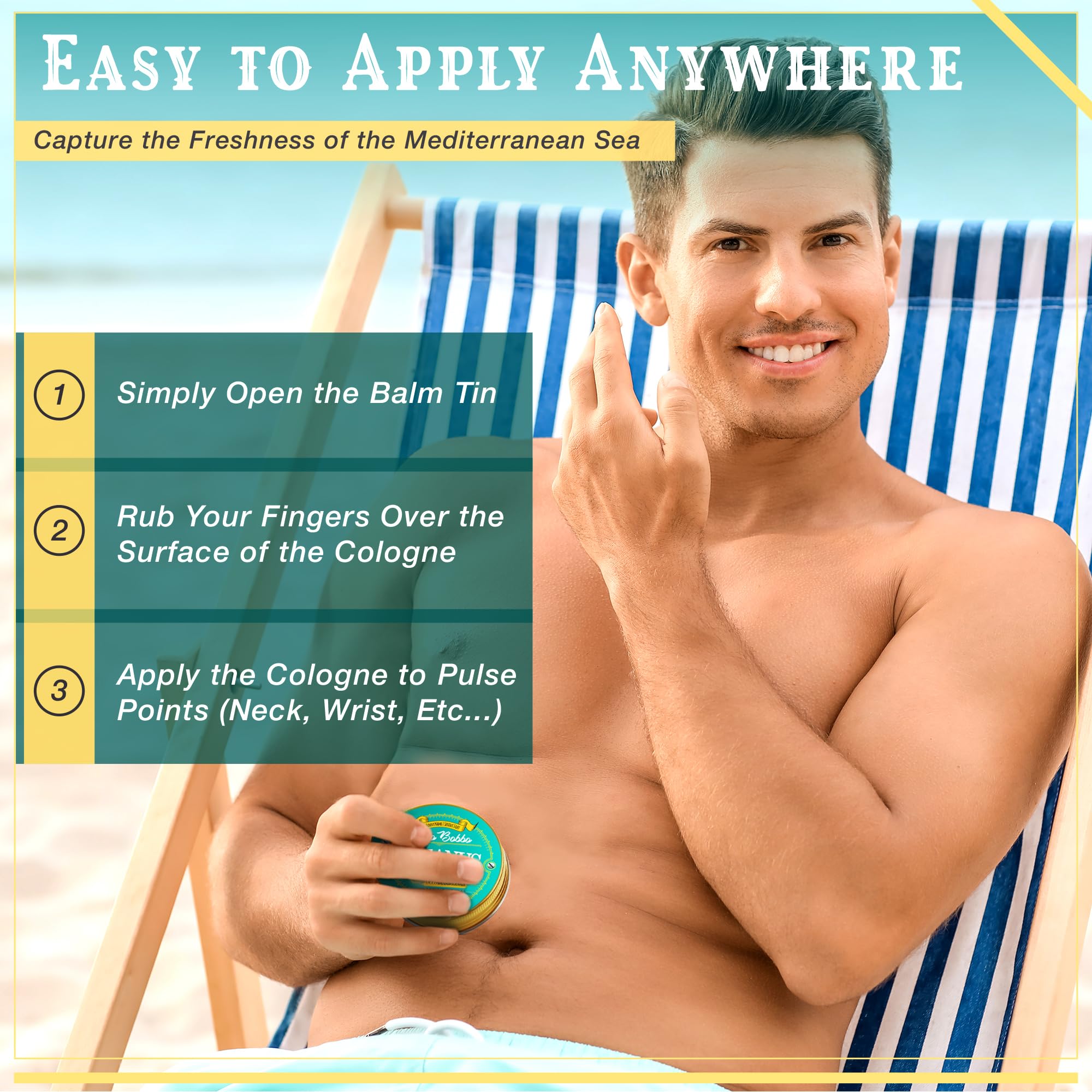 Handy Hound Occo Bobbo - Oceanus Solid Cologne Men - Made In The Usa - A Clean Masculine Scent - All Natural Ingredients - .5 Oz