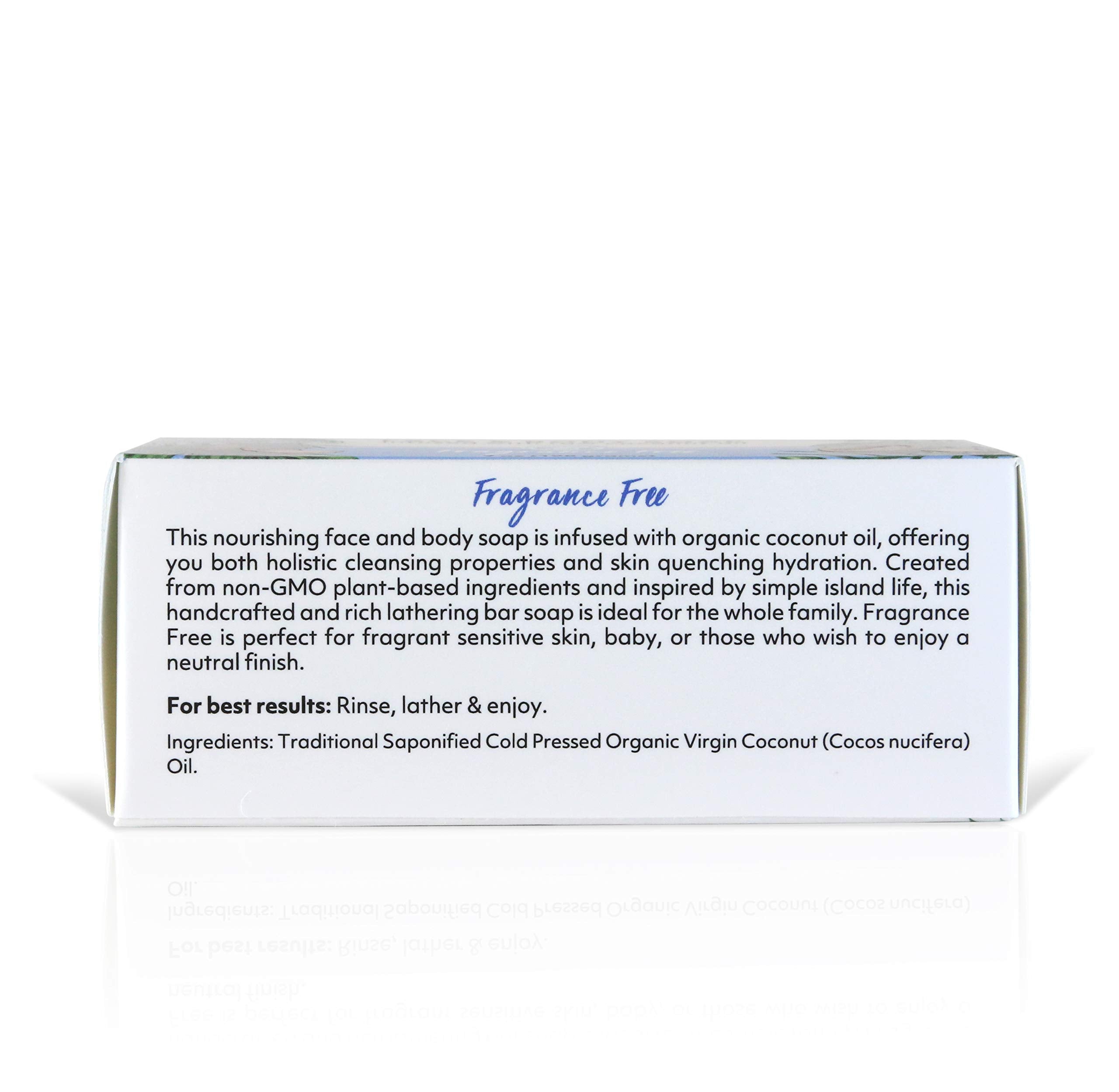 Coco Fiji Soap Bar For Face And Body Infused With Organic Coconut Oil, Fragrance Free, Essential Oil, Natural Soap For Moisturiz