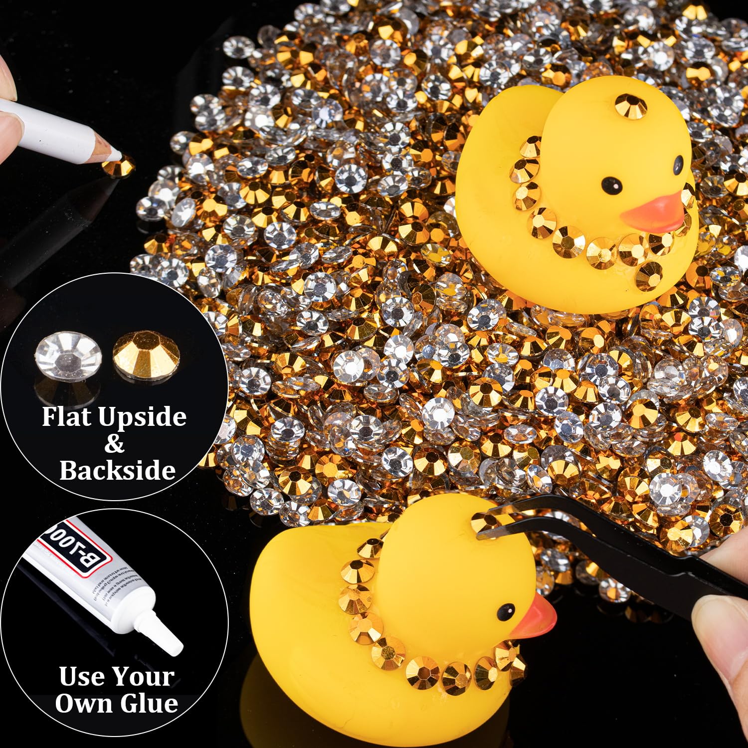 5000Pcs 2Mm Resin Rhinestones Bulk, Mineral Gold Flatback Round Jelly Rhinestones Bedazzling Non Hotfix Crystal Gems Large Quant
