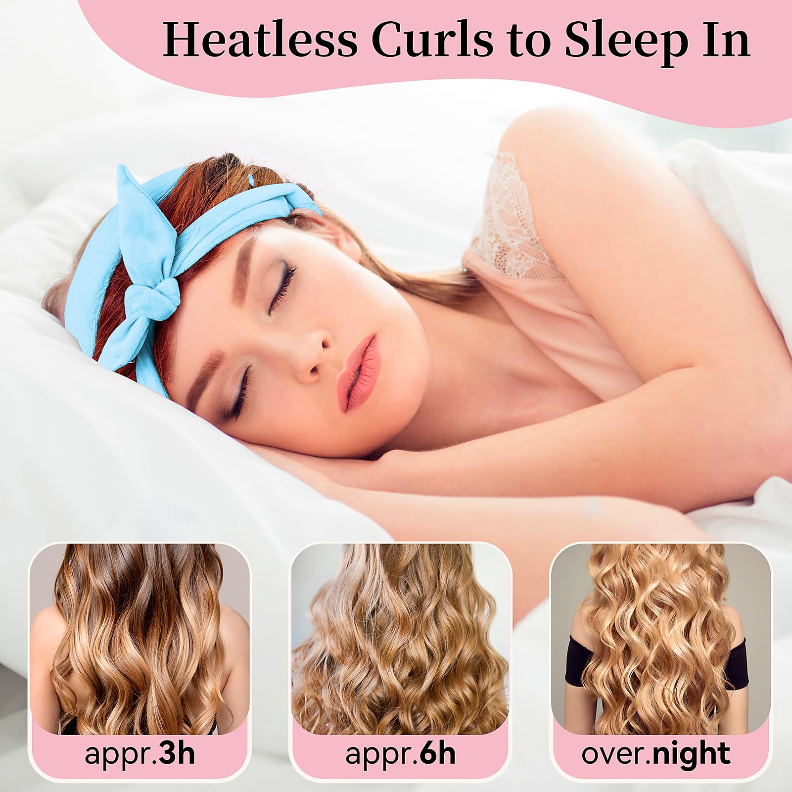 Flylipu Heatless Curling Rod Headband, Upgraded 60'' Extra Long Heatless Curls Headband Soft Hair Curlers To Sleep In Hair Rolle