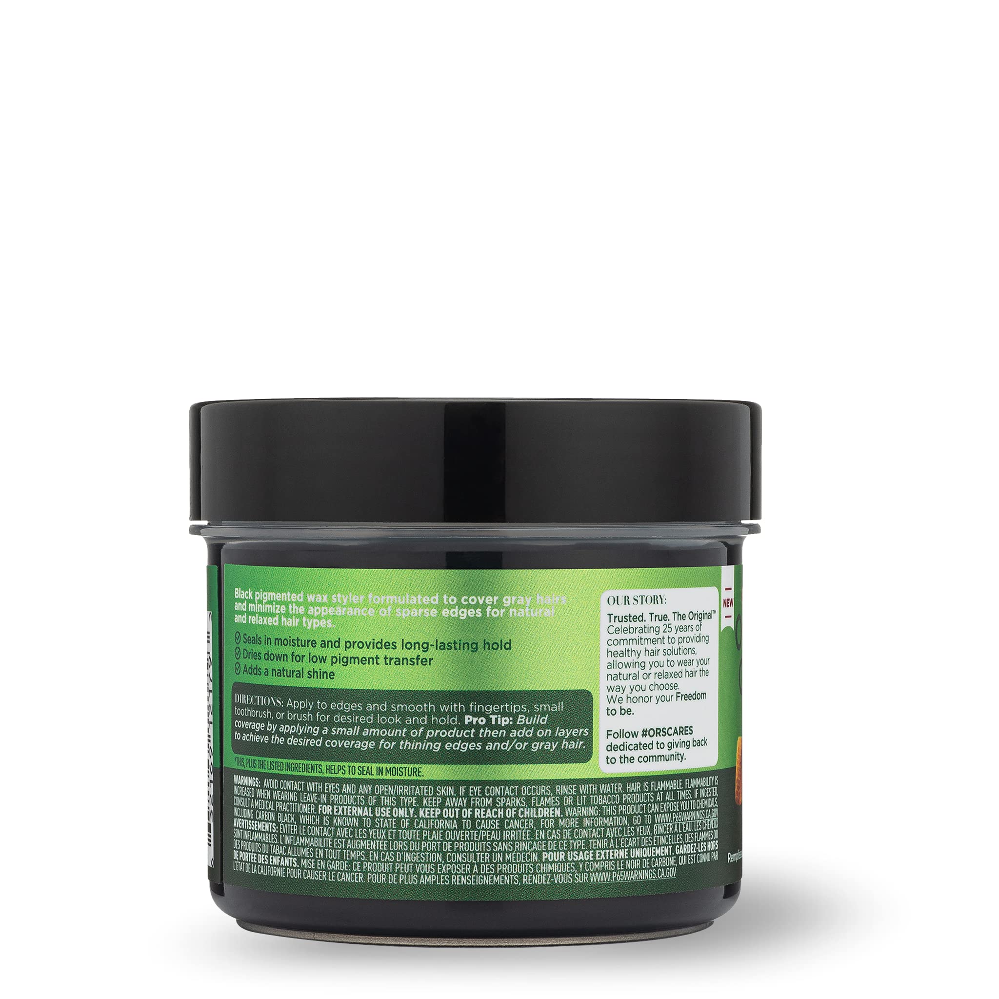 Olive Oil Style & Sculpt Cover & Hold Black Wax Edge Filler Infused With Beeswax To Seal In Moisture (4.9 Oz)
