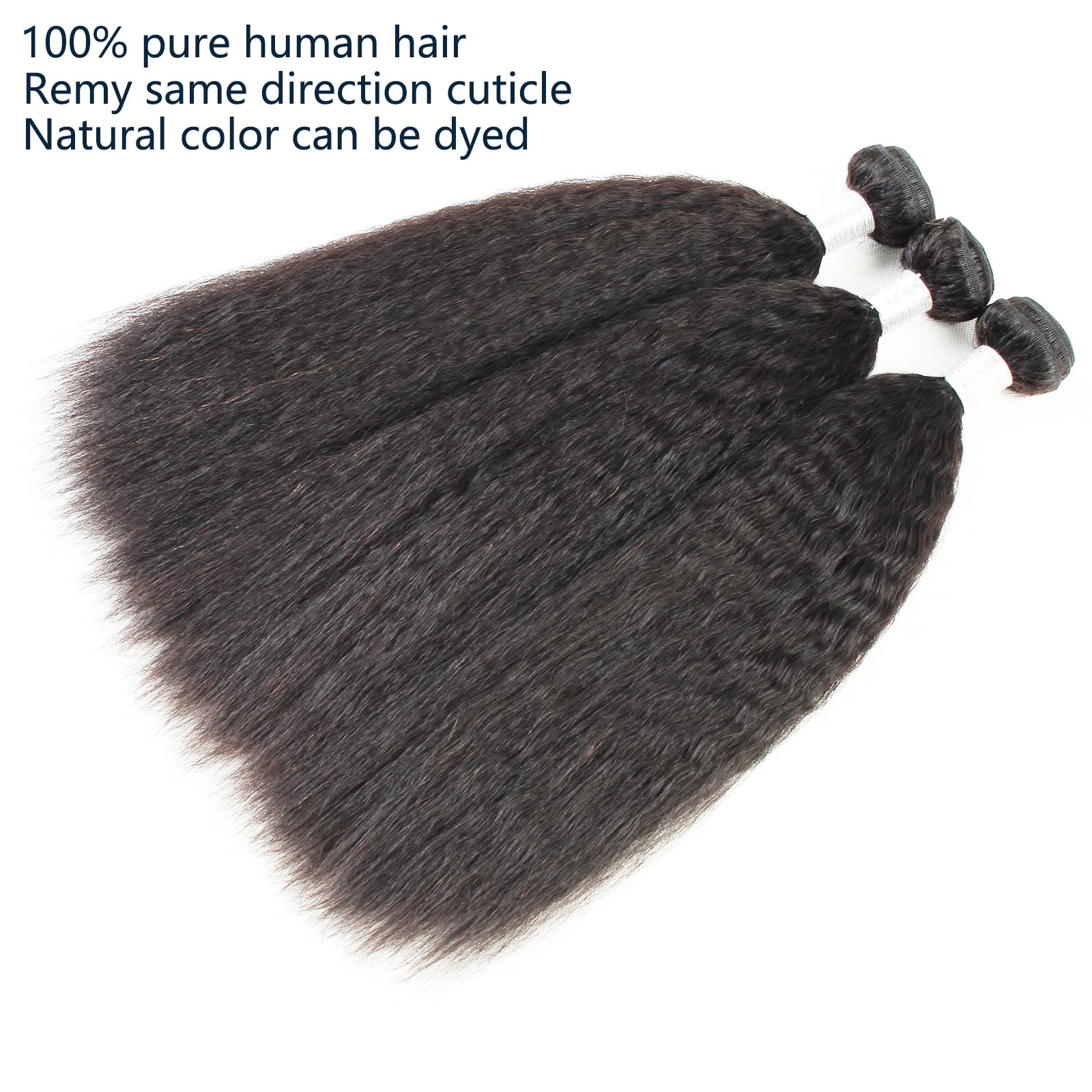 Linyingyh Kinky Straight Bundles Human Hair Italian Yaki Bundles Weave 12 12 12 Inch Real 100% Unprocessed Brazilian Remy Hair B