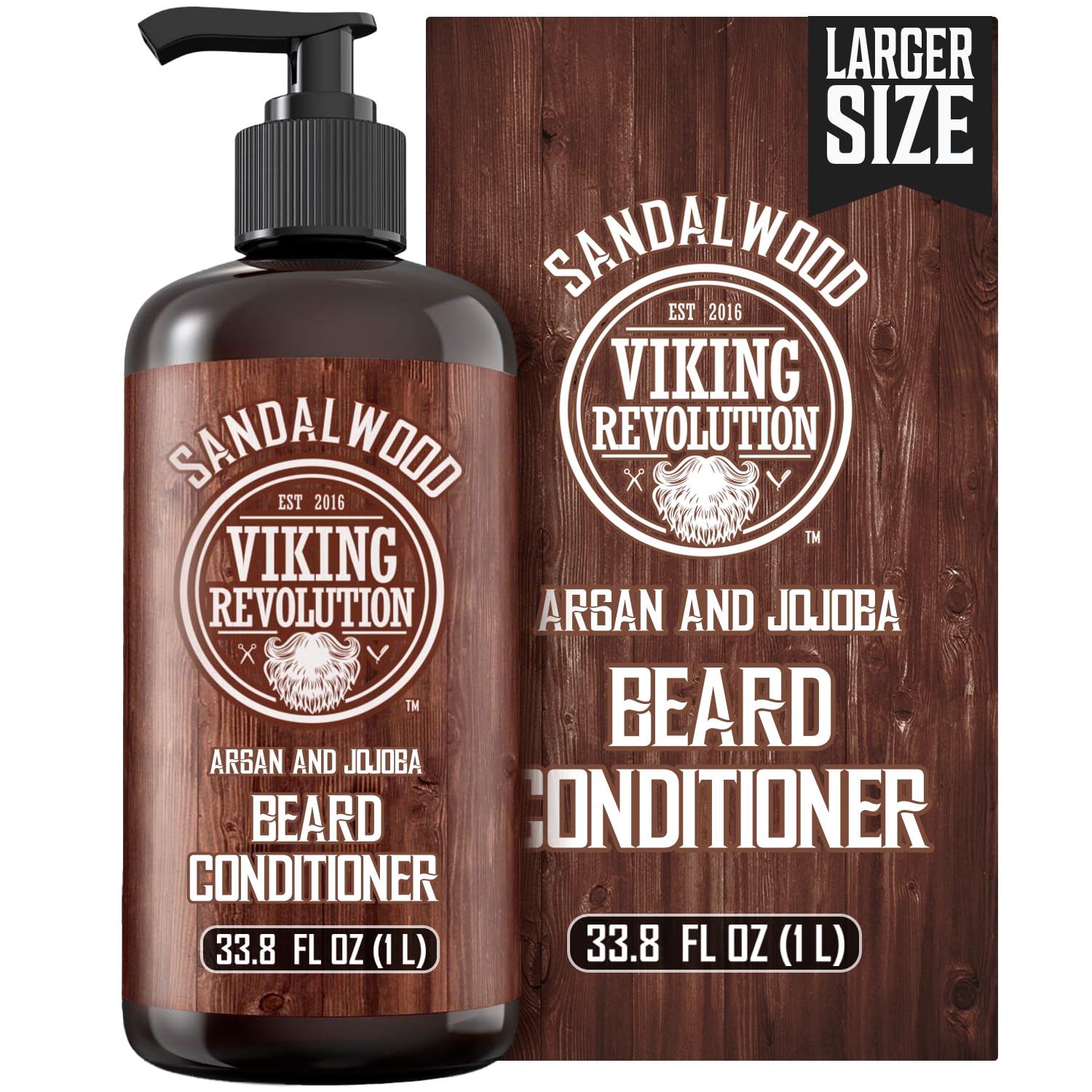 Viking Revolution Sandalwood Beard Conditioner For Men With Argan Oil And Jojoba Oil - Beard Softener And Strengthener Natural B