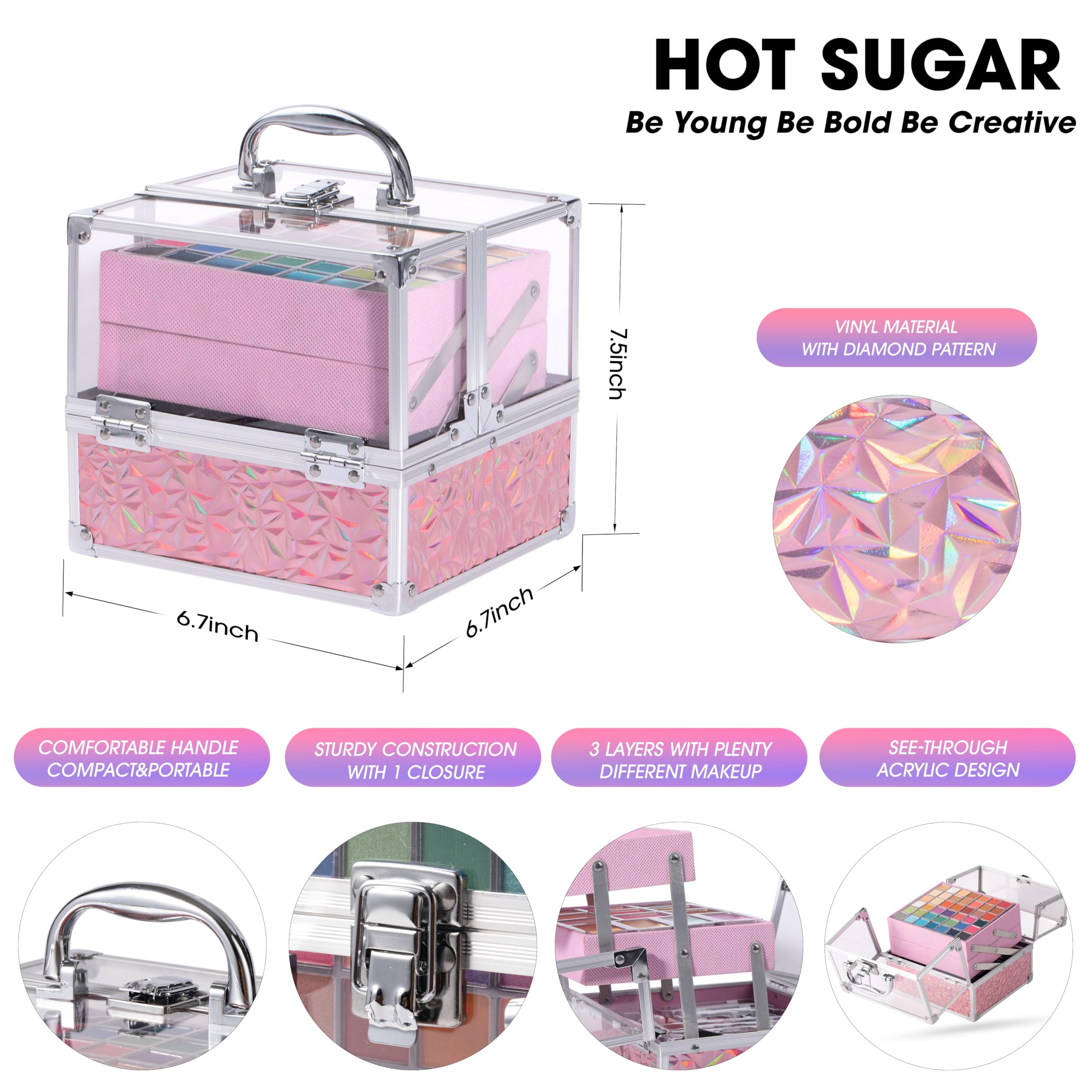 Hot Sugar Teen Makeup Kit For Girls 13-15, Kids Makeup Kit, Makeup Gift Set For Birthday Parties Makeovers & Christmas (Pink)