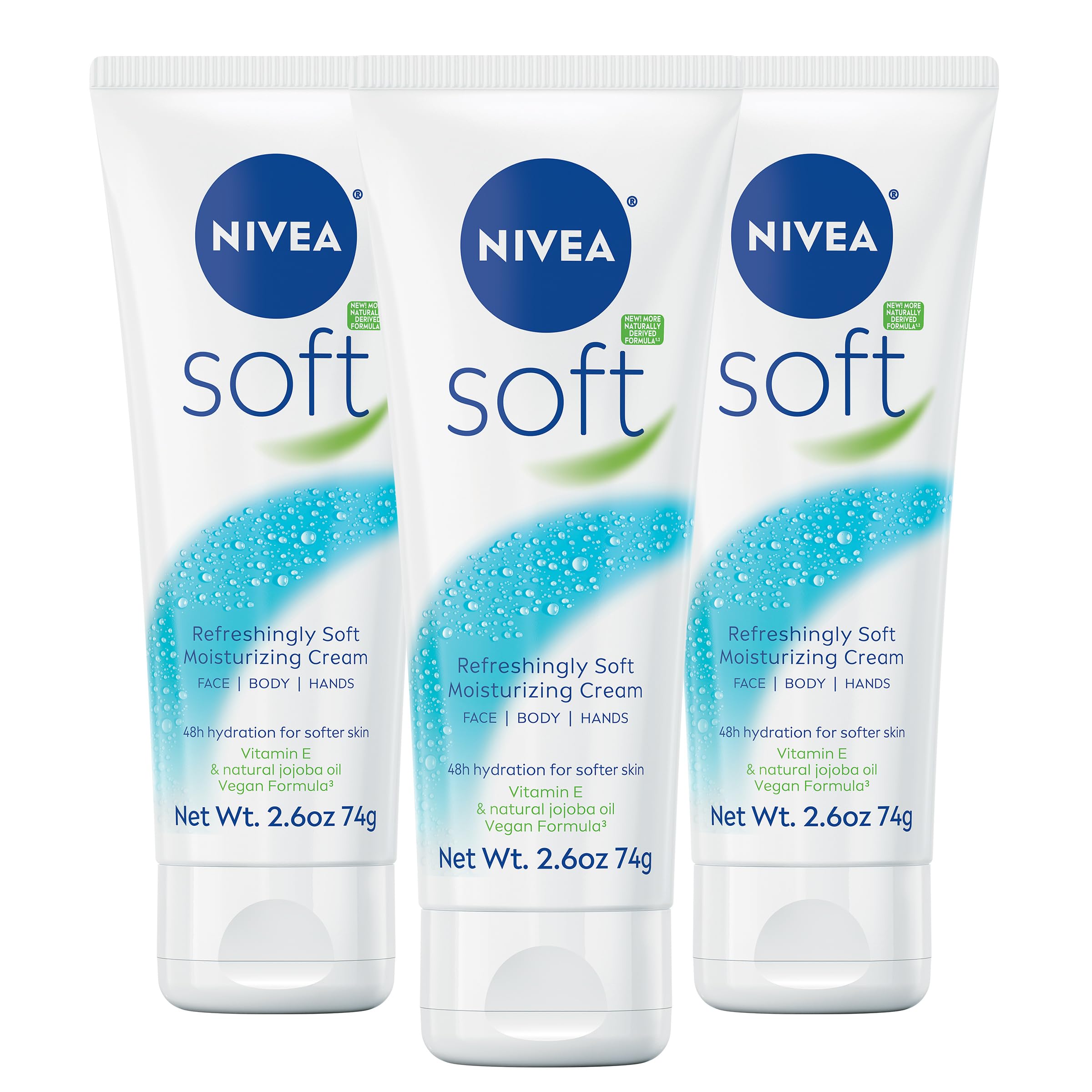 NIVEA Soft Refreshingly Soft Moisturizing Cream, Lightweight Moisturizer for Face, Body and Hands, Body Cream Enriched with Jojo