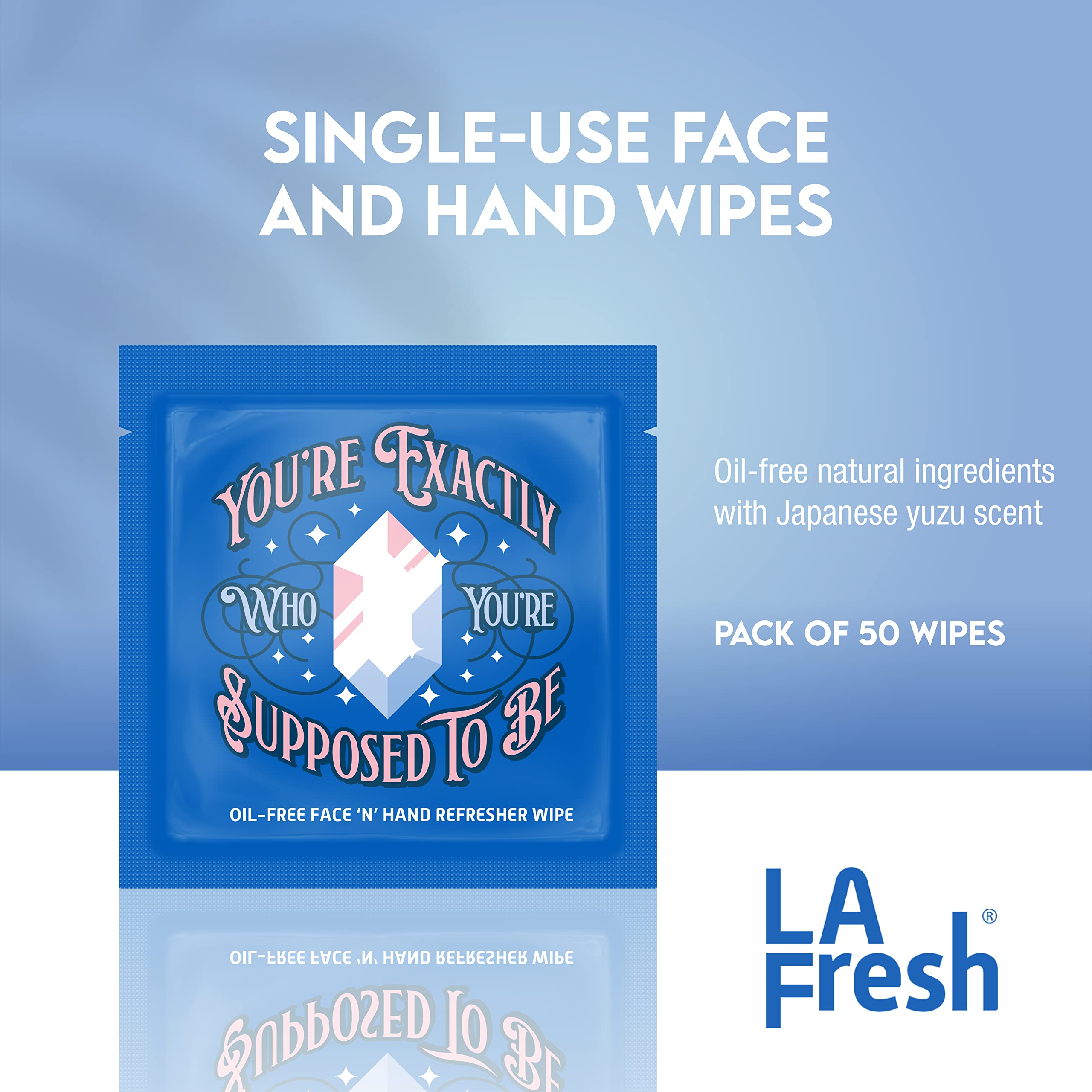 La Fresh Oil-Free Face N Hand Refresher Wipes, Made With Natural Japanese Yuzu Scent, Pack Of 50 Individually Wrapped Cleansing