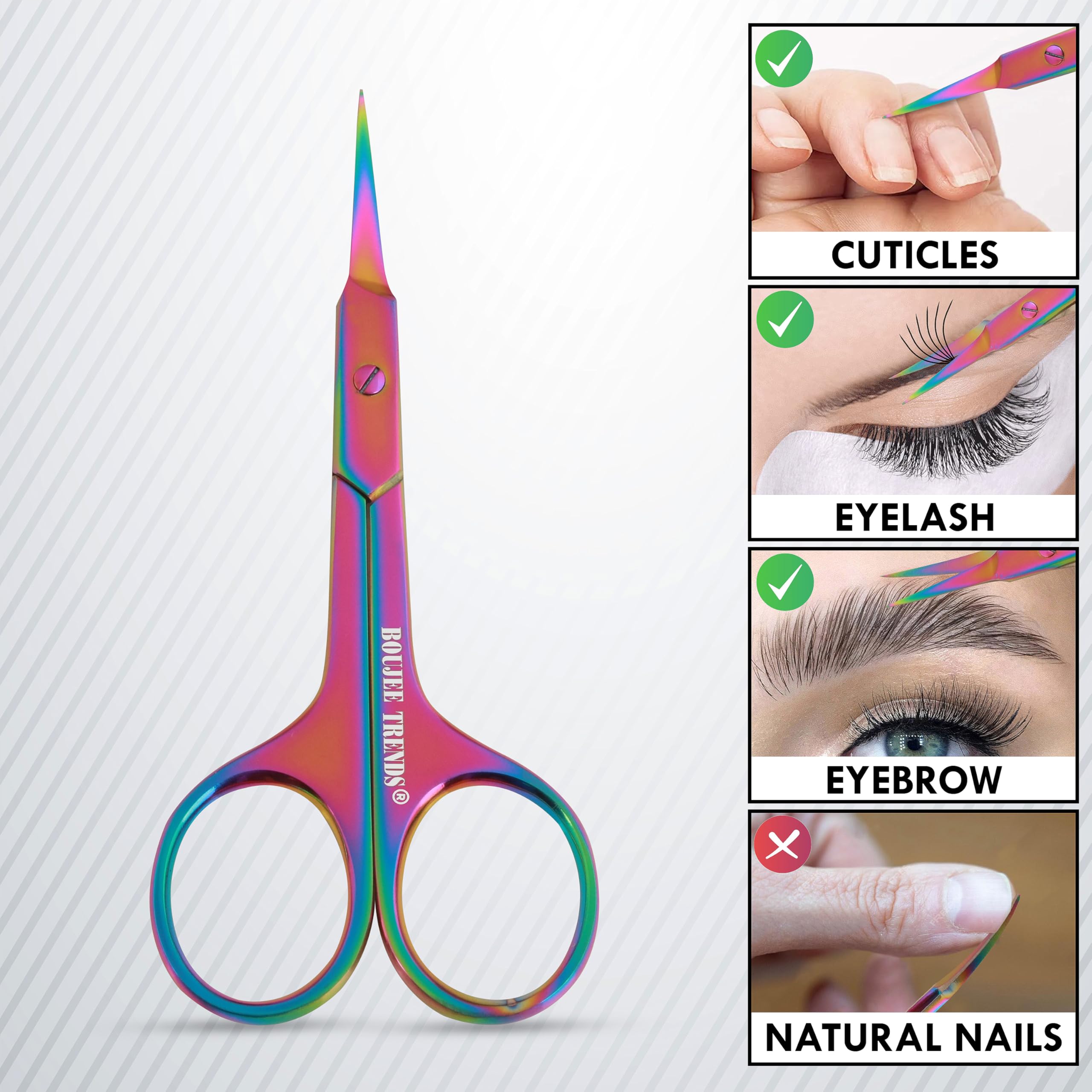 Cuticle Scissors, Eyebrow False Eyelashes Mustache Facial Nose Ear Hair Grooming Multi-Purpose Beauty Scissors, Small Manicure P