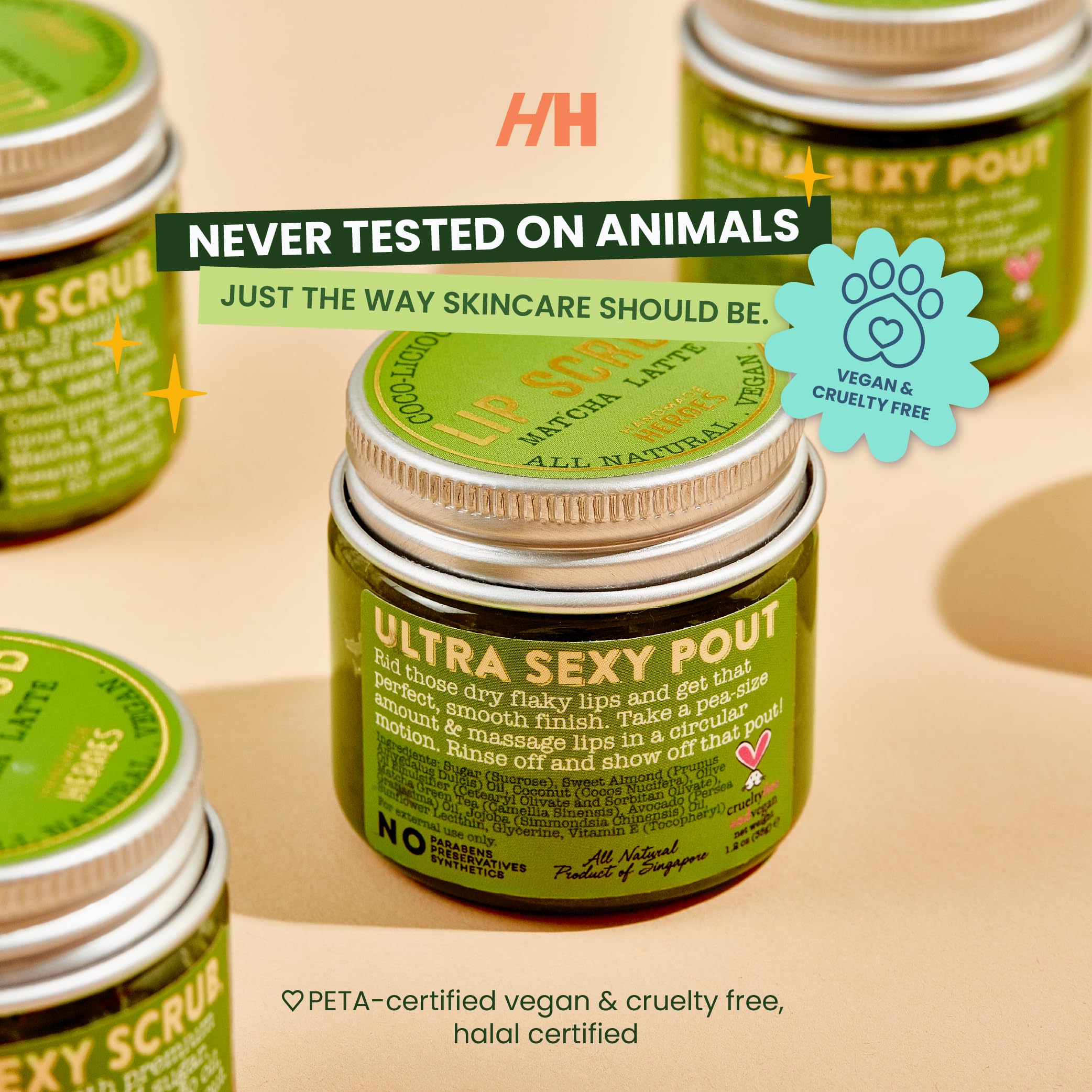Handmade Heroes Matcha Latte Lip Scrub 1Oz | 100% Natural Vegan Skin Care | Deep Conditioning Lip Scrub For Dry Lips With Jojoba