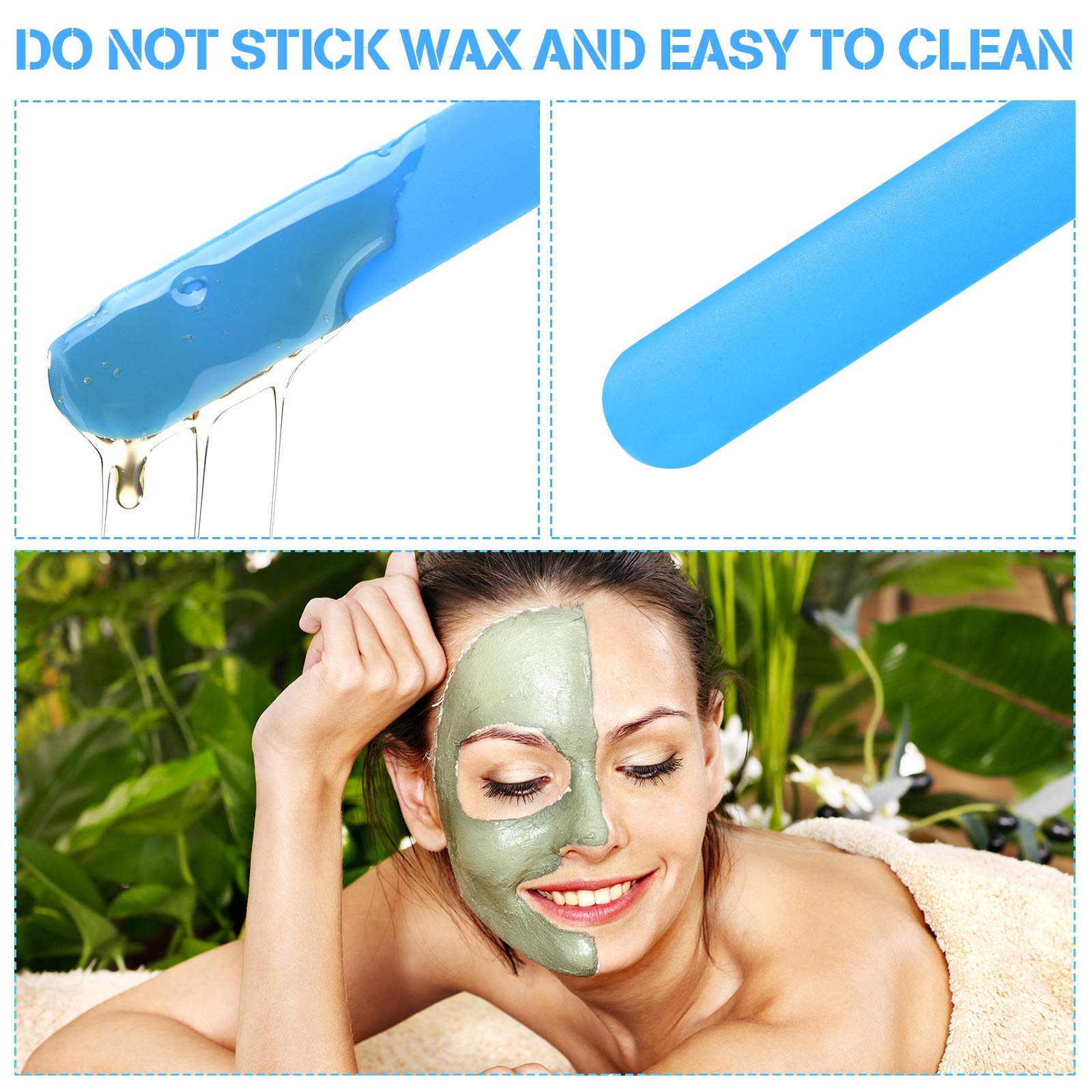 Mudder 3 Pieces Non-Stick Wax Spatulas Silicone Spatula Waxing Applicator Hair Removal Sticks Applicator Spatula Reusable Scrape