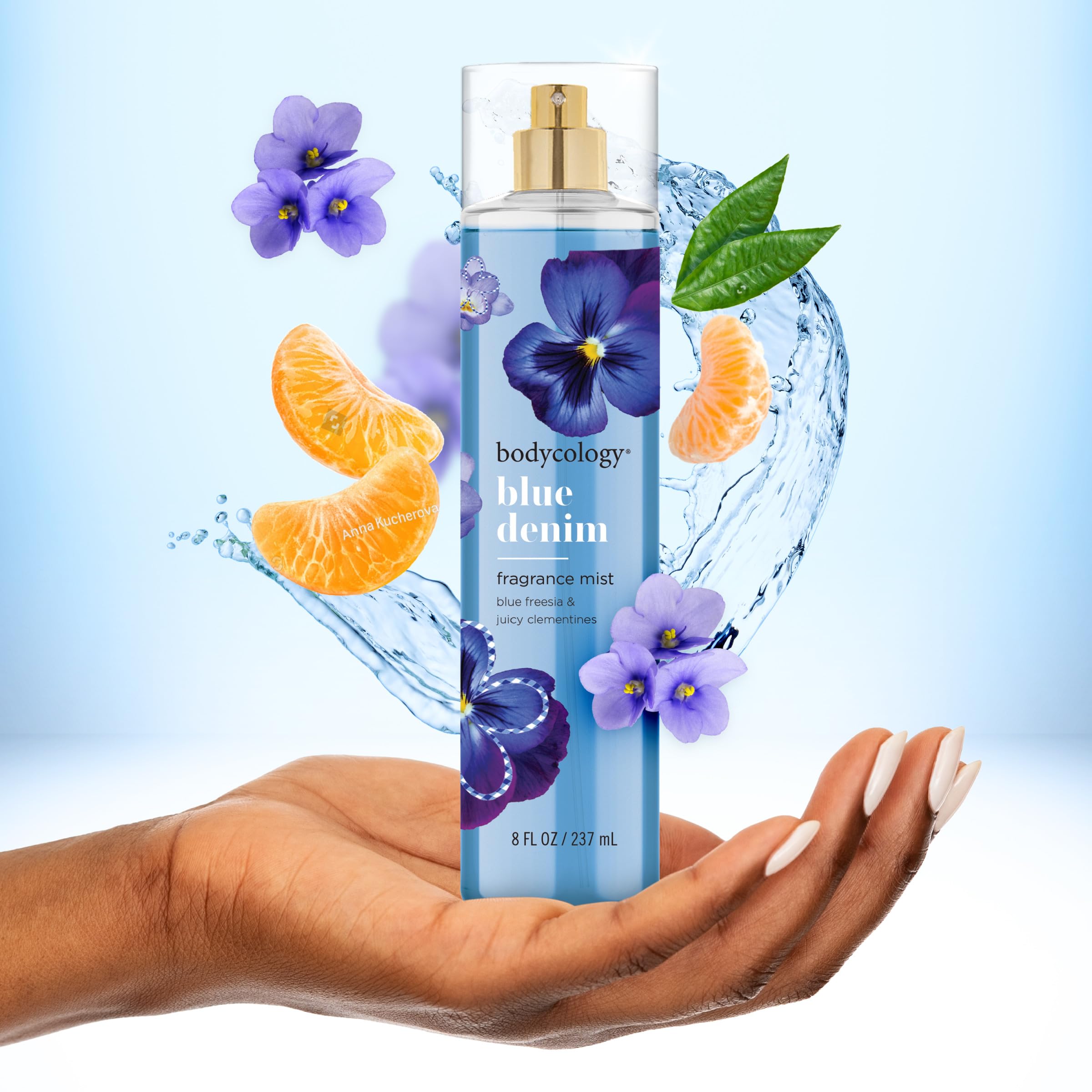 Bodycology Long-Lasting Fragrance Body Mist, Blue Denim, 8 Fl Oz